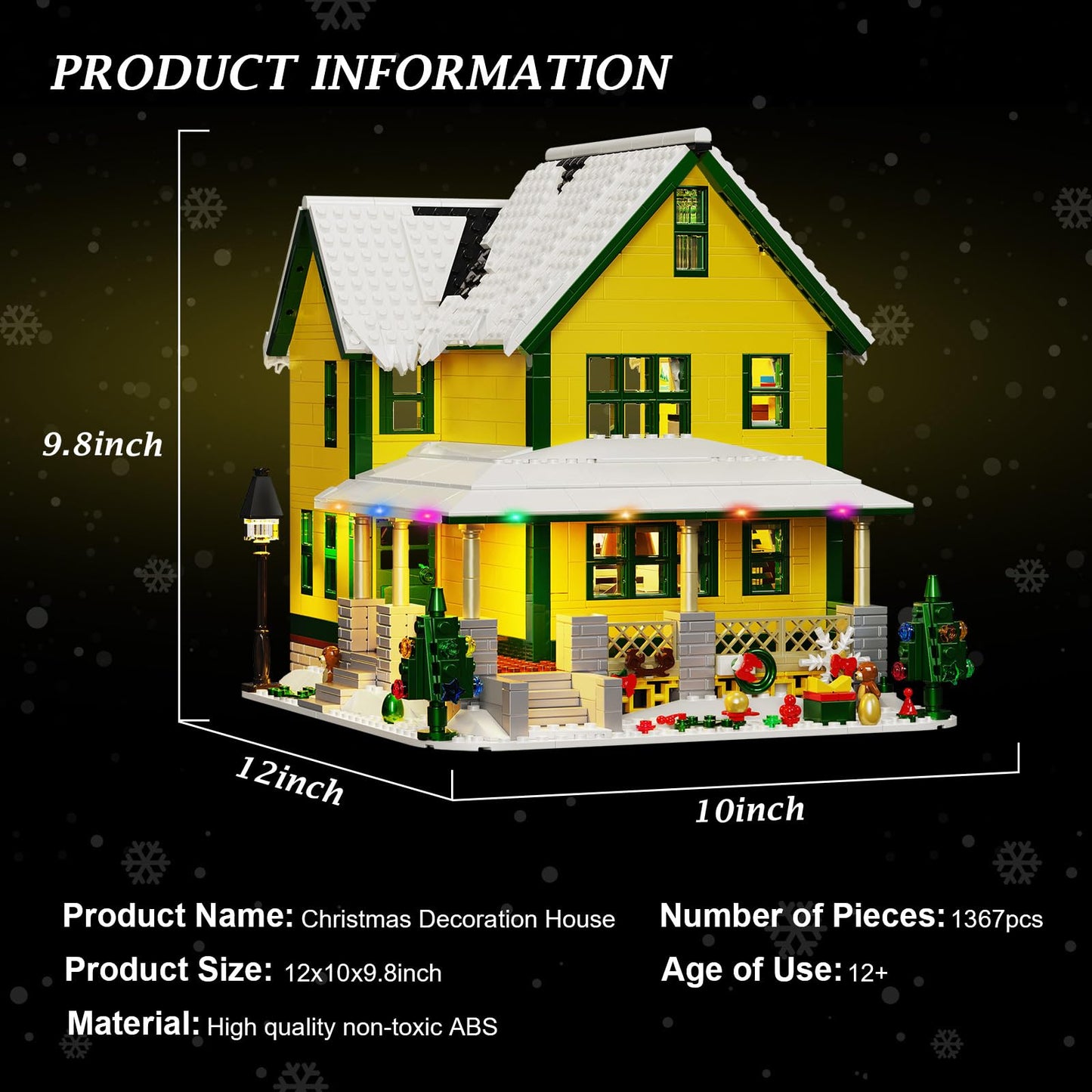 Christmas House Building Set with Light,Story Movie Scene Dollhouse Blocks Toy Model,Compatible with Lego,Christmas or Birthday Present for Adults Kids,Boys Girls(1367 PCS)