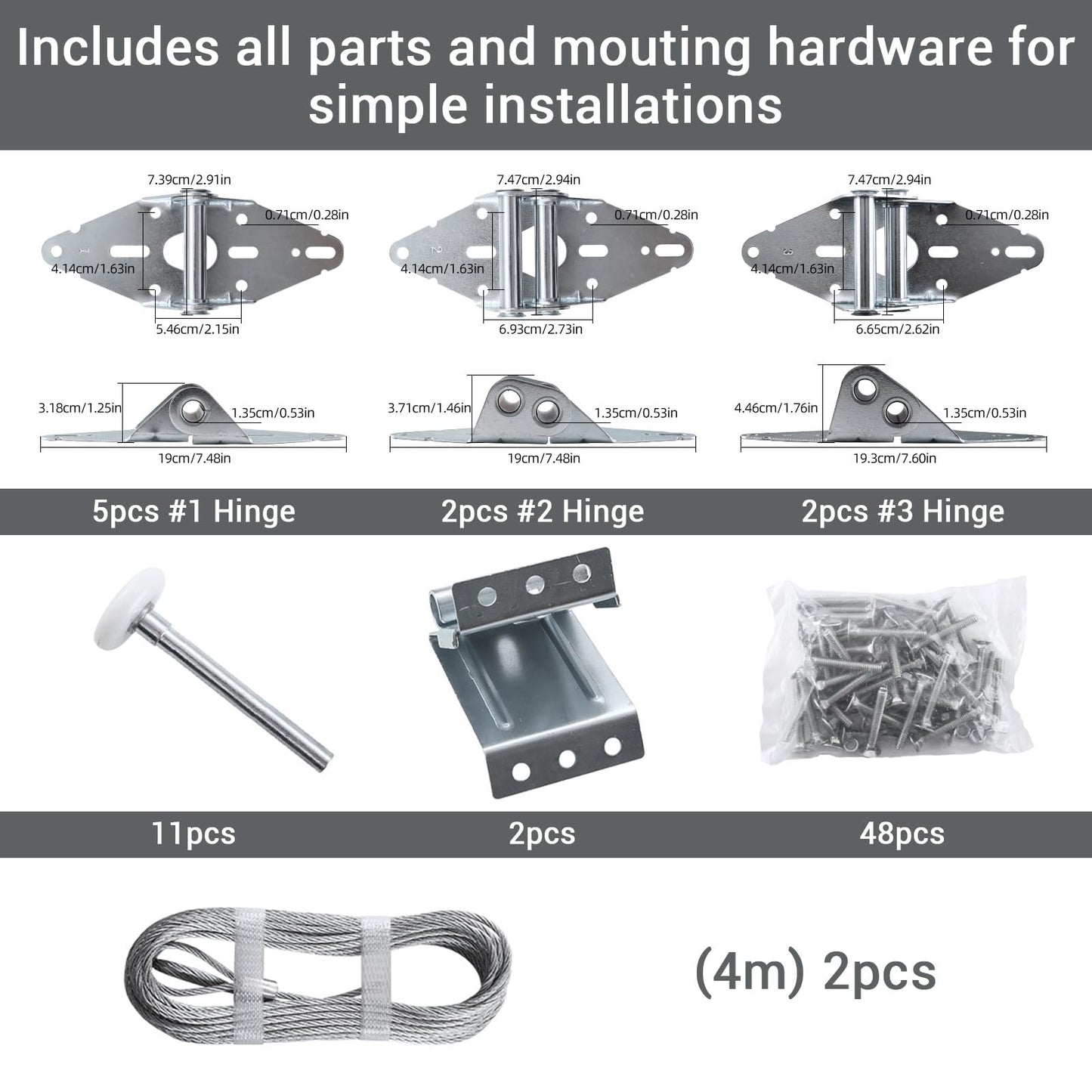 HOME MASTER HARDWARE Garage Door Hinge & Roller Tune Up Kit Garage Door Hardware Kit for 16 x 7 or 18 x 7 Door