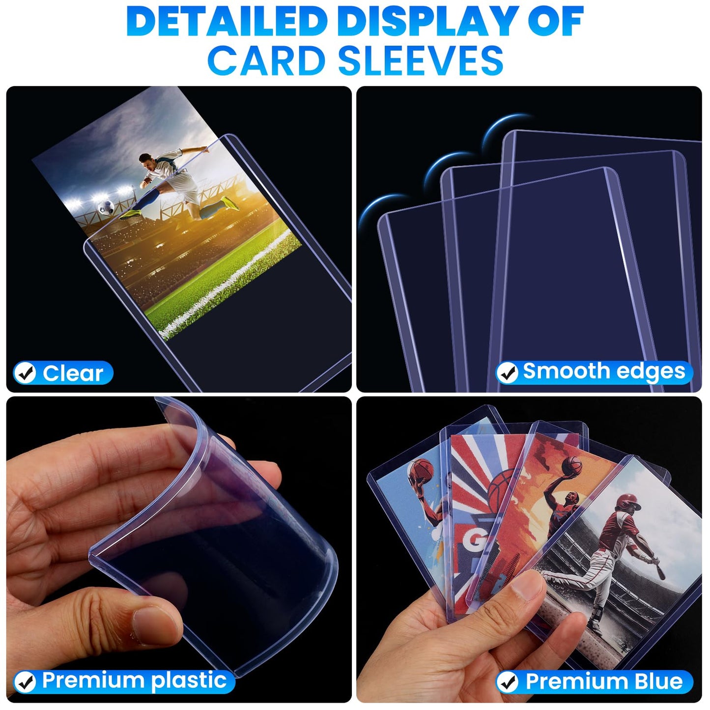 800 Packs Card Sleeves Hard, Top Loaders for Cards 3" x 4" Card Protectors Plastic, Card Top Loaders Fit for Hockey, Baseball, Football Cards (400 Hard + 400 Soft Sleeves)