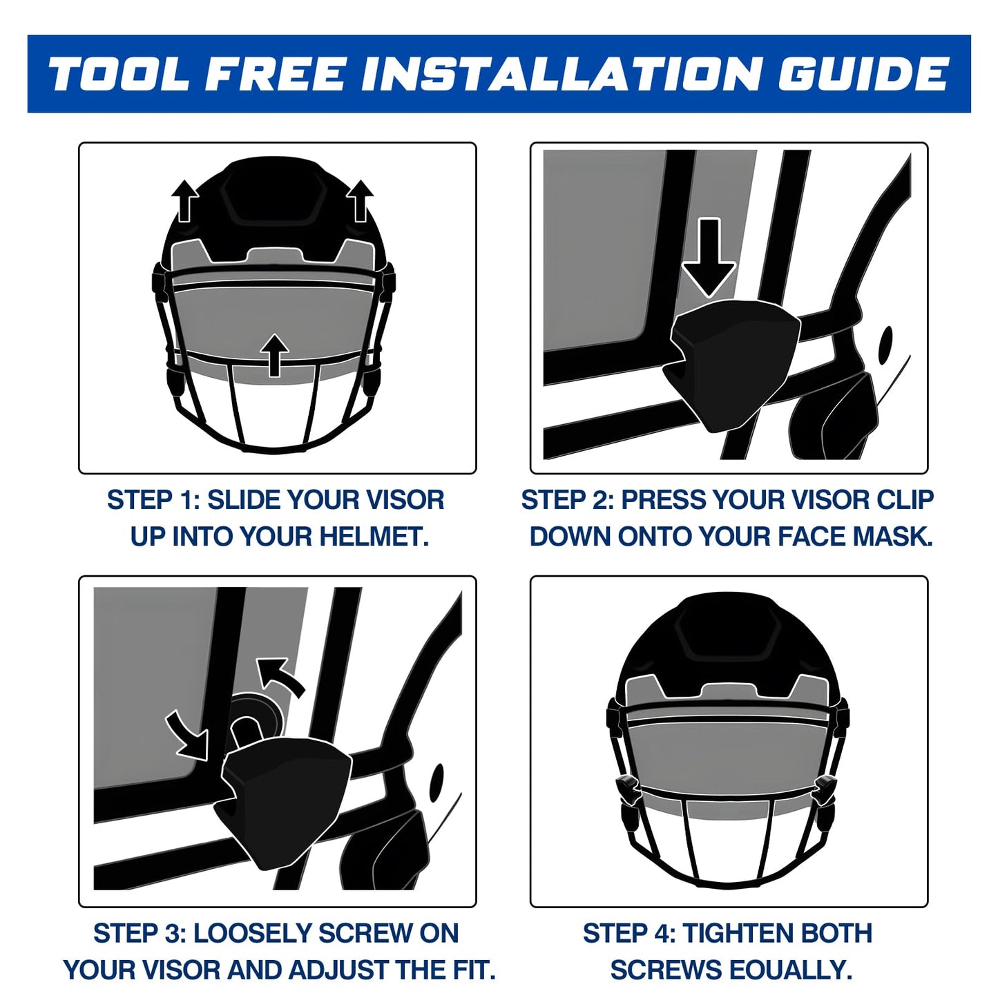 Automiim 2 Pcs Football Visor, Football Helmet Visor Fits Youth & Adult, Professional Clear Football Visor Eye-Shield with High Clarity and Anti-Scratch Football Protective Gear