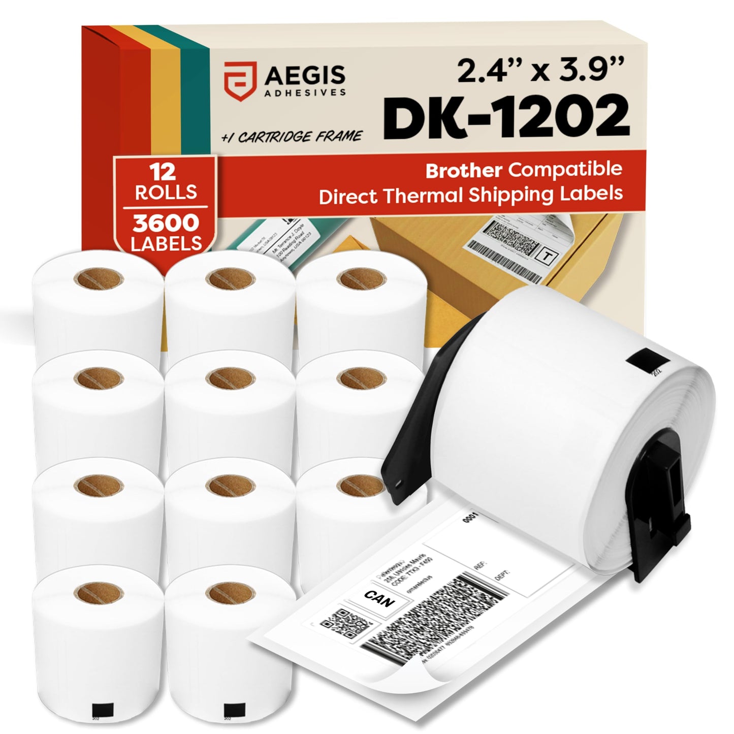 Aegis Adhesives Replacement for Brother Direct Thermal Address and Barcode Labels (DK-1202-2.4" X 3.9")