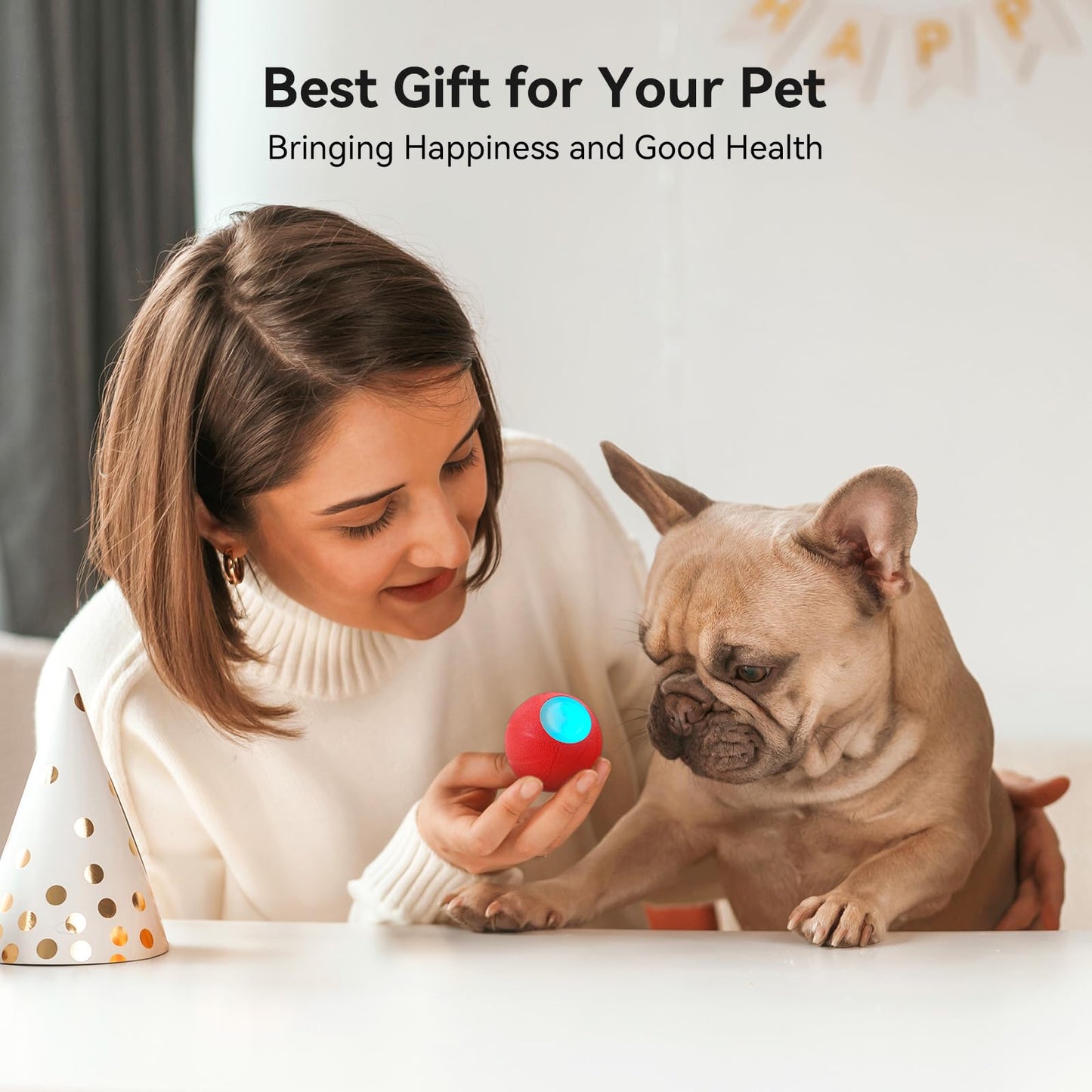 Cheerble Smart Interactive Dog Toys, [Enhanced Rubber] Wicked Ball SE, 3 Interactive Modes, Active Rolling Dog Toy with LED Lights, Self Moving Bouncing Rotating Ball (Small Dog)