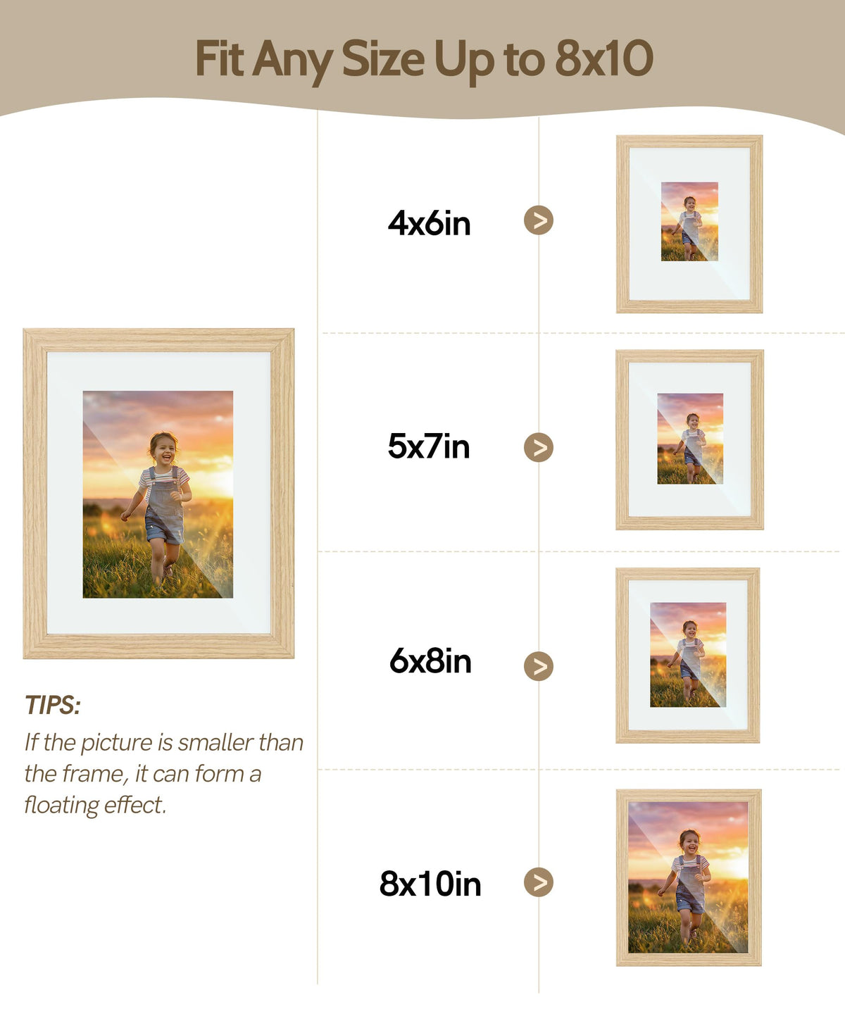 Sonefreiy Floating Picture Frames 8x10 Set of 2, Wooden Photo Frame Double Glass Pressed Flower Frames 5x7 Wall & Tabletop Display Photo or Postcard, Christmas Gifts, Gift for Wedding Family Friends