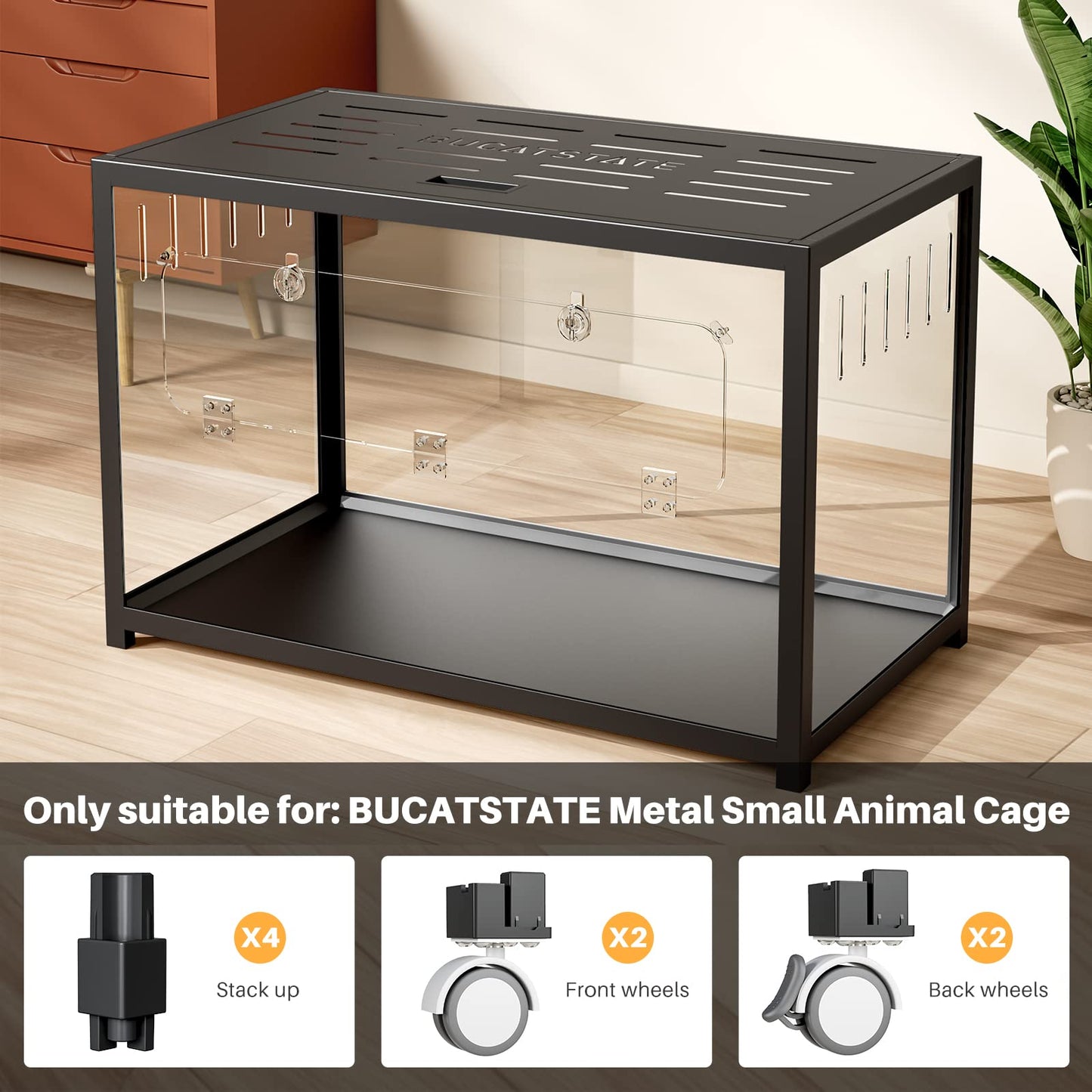 BUCATSTATE Cage 2.0 Universal Wheel & Stacking Accessories, Cage 2.0 Accessories That Support Moving and Stacking (Cage 2.0, Black)