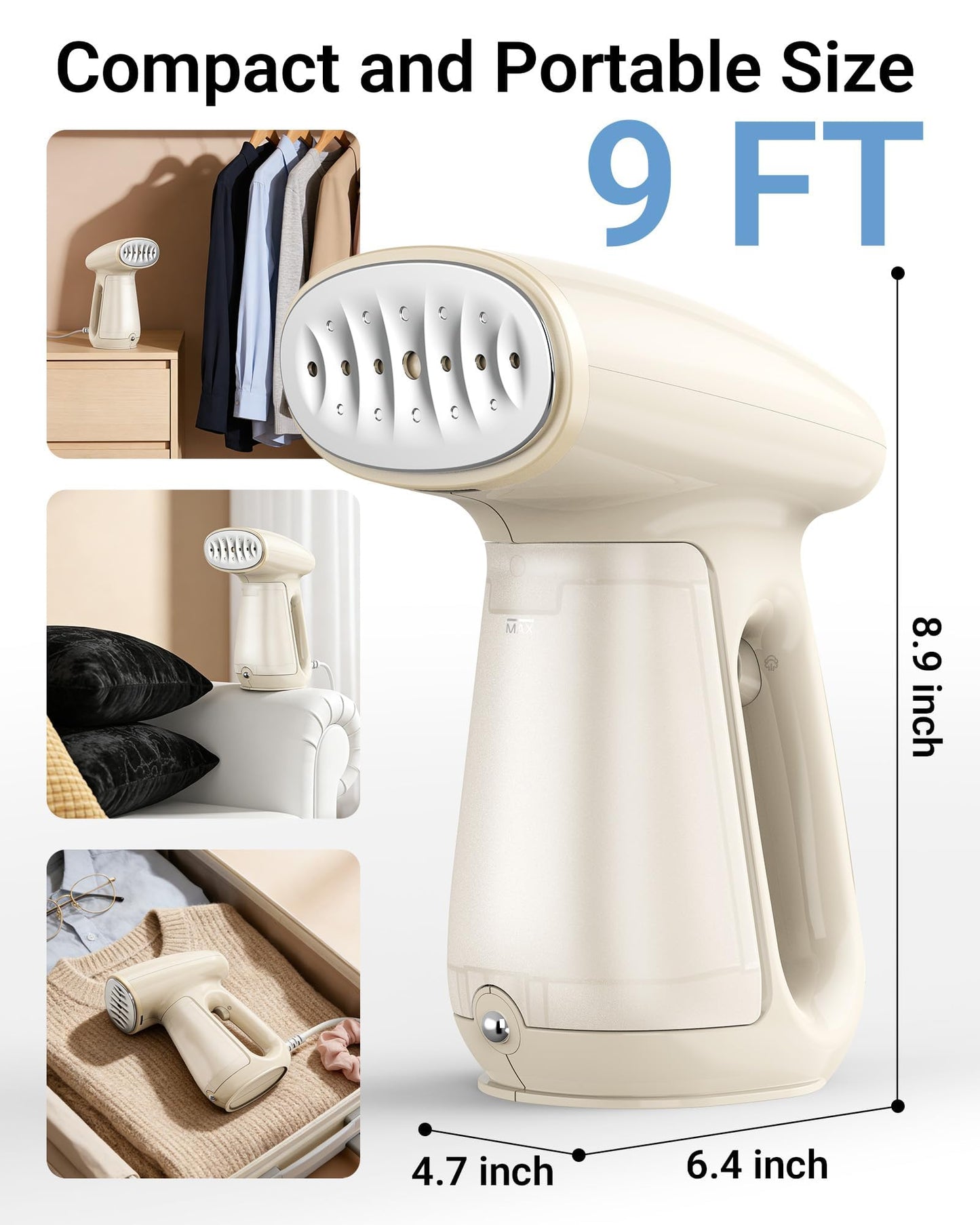 Bear Steamer for Clothes, 1300W Handheld Clothes Steamer,Garment Steamer with 230ml Tank,Fast Heat-up, Auto-Off, Steam Iron for Fabric Wrinkle Remover with Brush