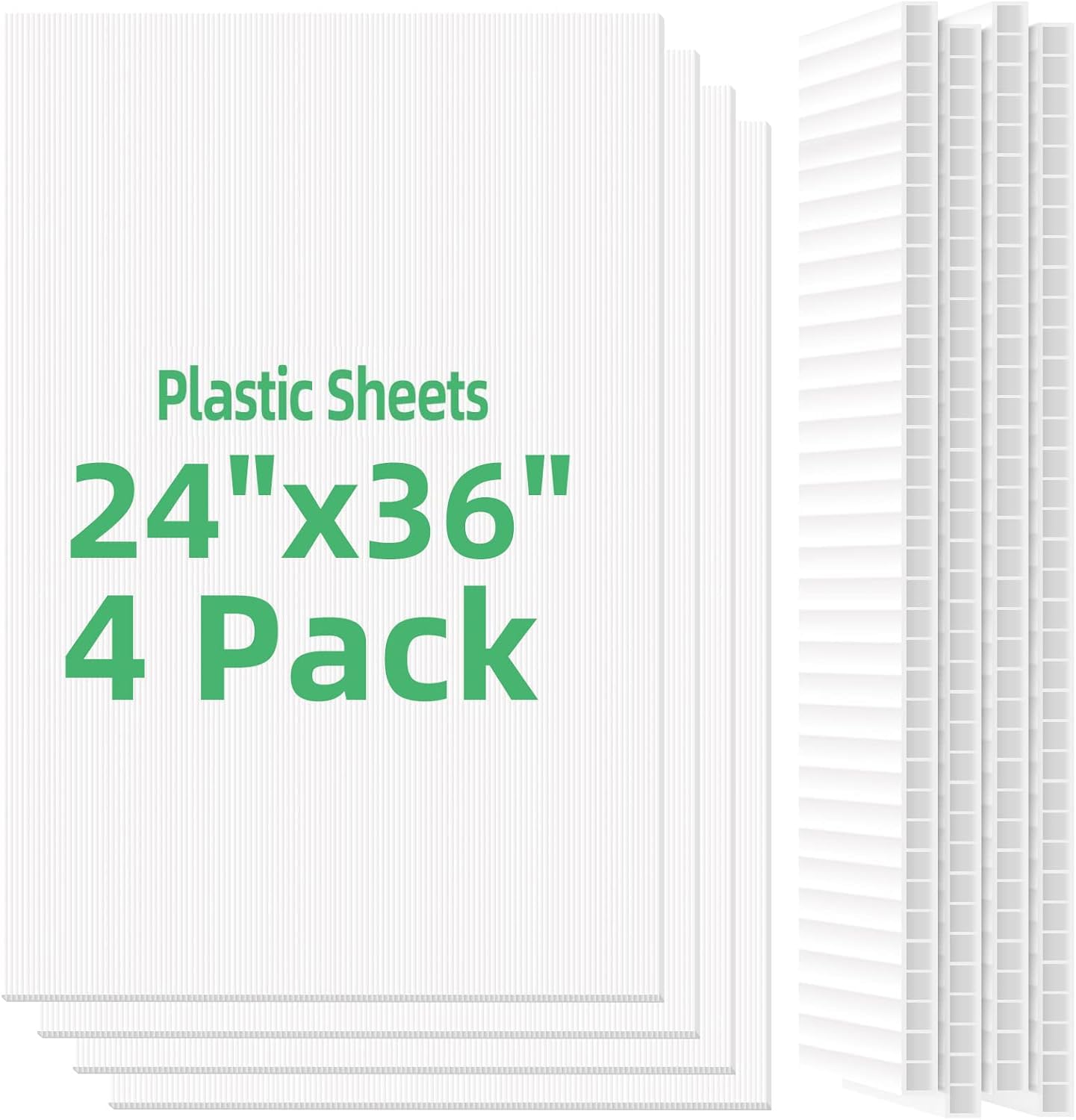 VAIIGO Plastic Sheets 24" x 36", 4mm Blank Yard Lawn Signs, 4 Pack Plastic Poster Board, Coroplast Plastic Sheets for Garage Yard Sale Sign, A-Frame, Warnings, Divider, Crafts, Packing