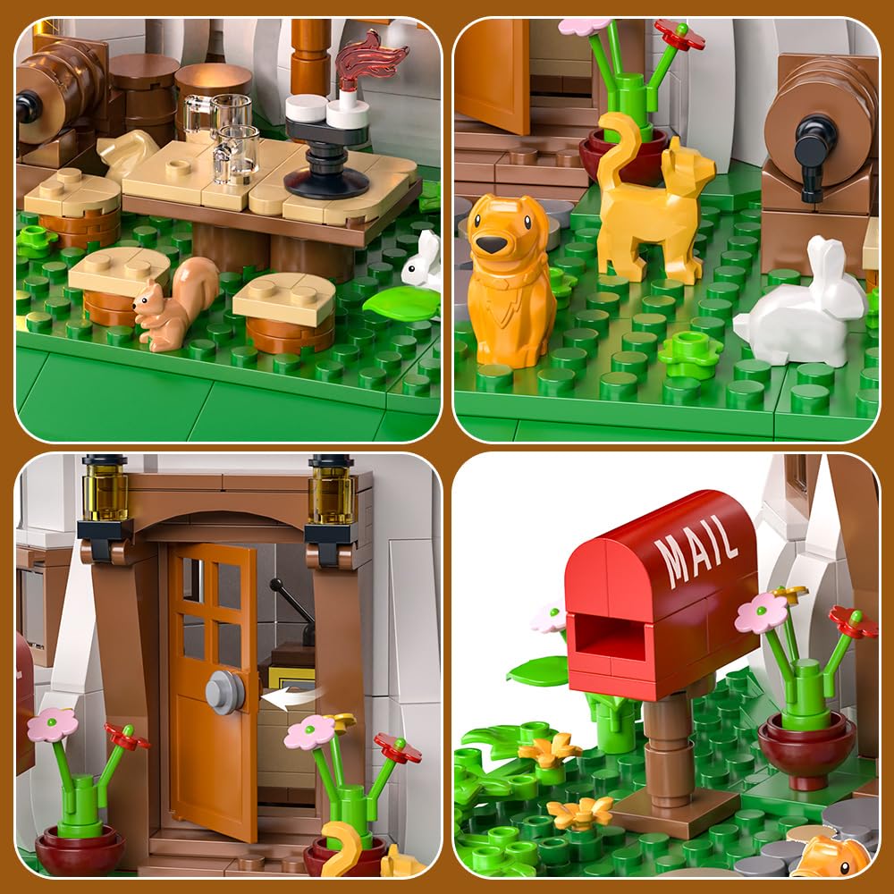 Mushroom House Building Blocks Set - Unique Design Creative Building Toy for Adults and Teens Mini Brick