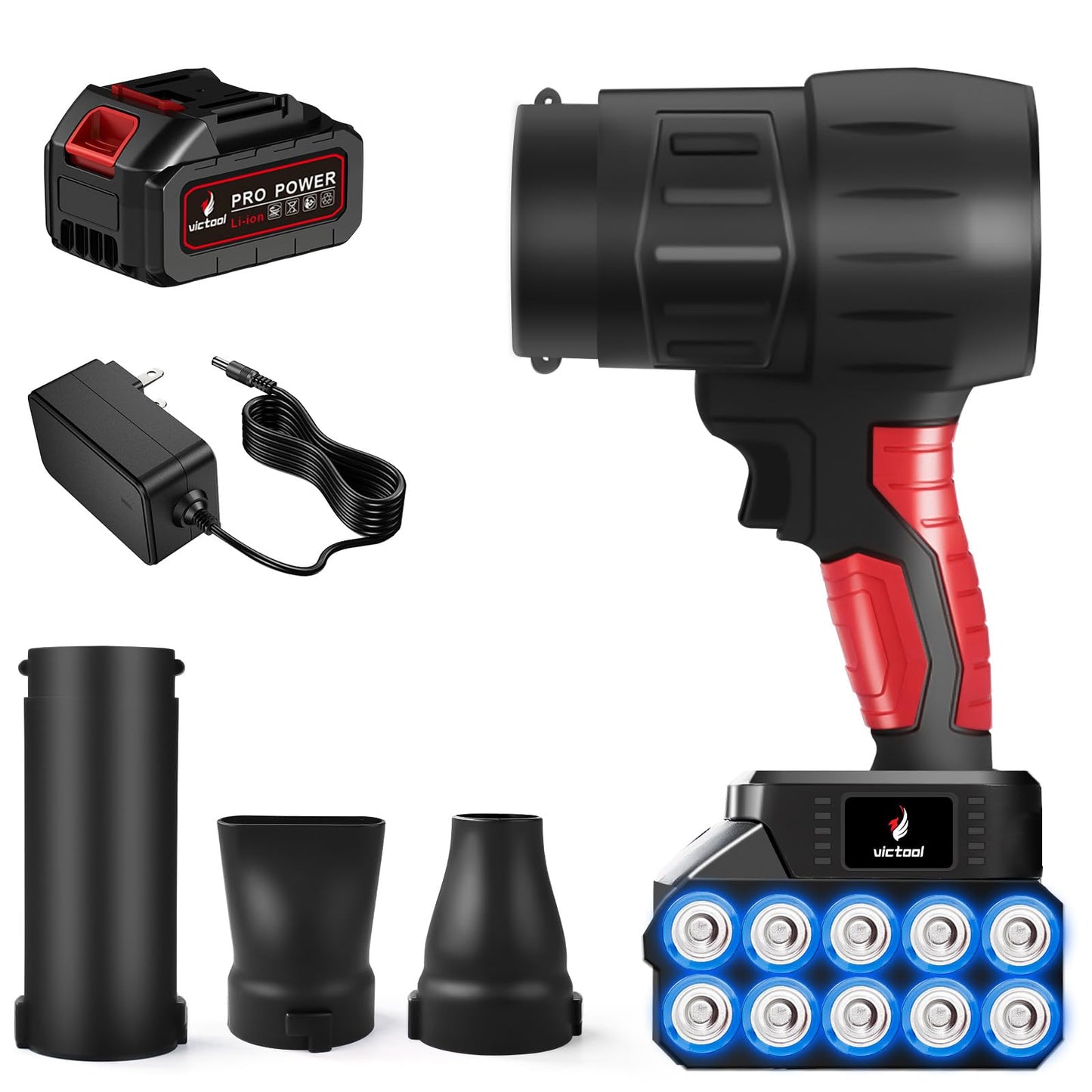 Oubit Compressed Air Duster, 350000RPM Portable Violent Jet Dry Blower, Speedless Cordless Turbo Turbo Fan, Electric Air Duster with Brushed Motor 10-Cell 1300mAh Battery for Car and Home