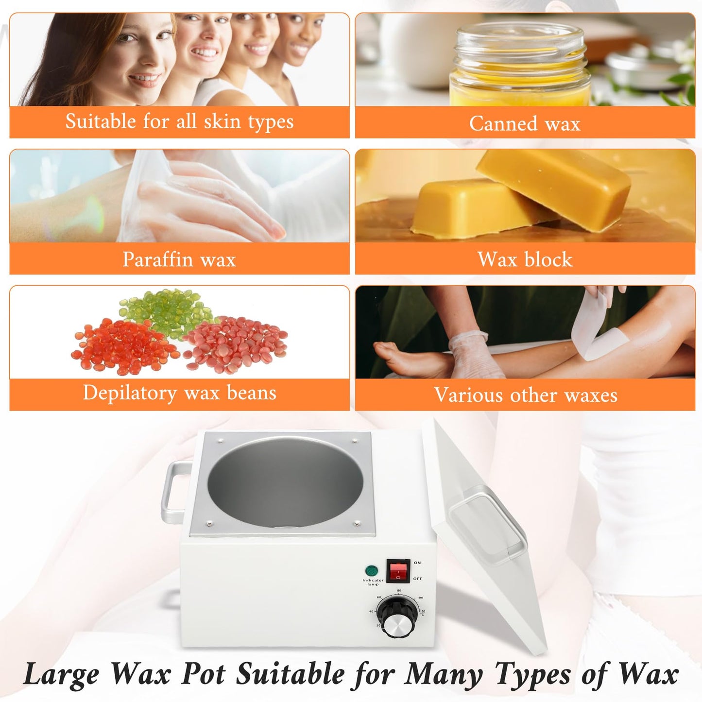 5.5 lbs Wax Pot Warmer Professional for Hair Removal,Large Wax Pot with 32-248℉(0-120℃) Temperature Adjustment Settings for Home,Beauty Salon,Spa,Barber Shop,Gift