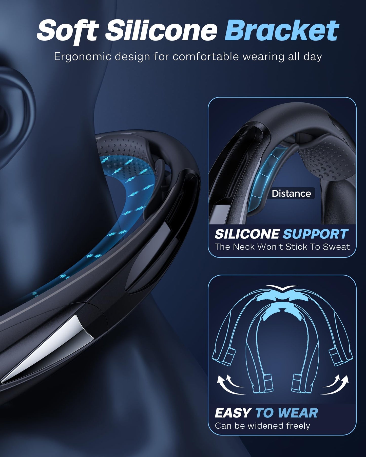 Laimiod Portable Neck Fan - with LED Light, 6-20 Hrs Long Battery, 6-Speed Adjustable, USB-C Rechargeable, Ultra Quiet, Hands-Free Personal Cooling for Men Women Outdoor Indoor
