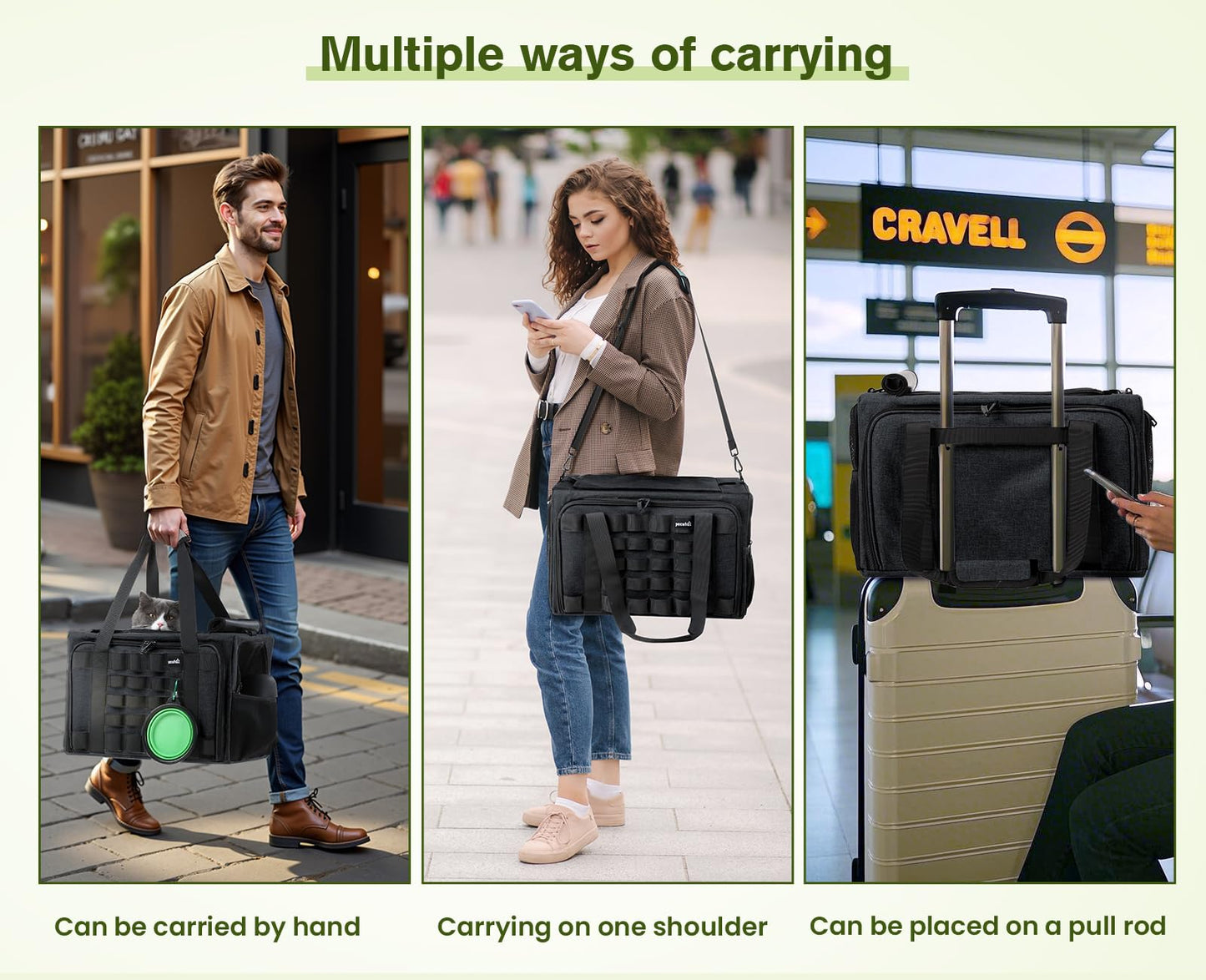 Pecute Cat Carrier Expandable, Airline Approved Collapsible Cat Soft-Sided Carriers, Breathable Pet Carriers up to 5kg/12lbs, Portable Dog Carrier Great for Travel, Outdoor, Hiking, Camping(Dark Gray)