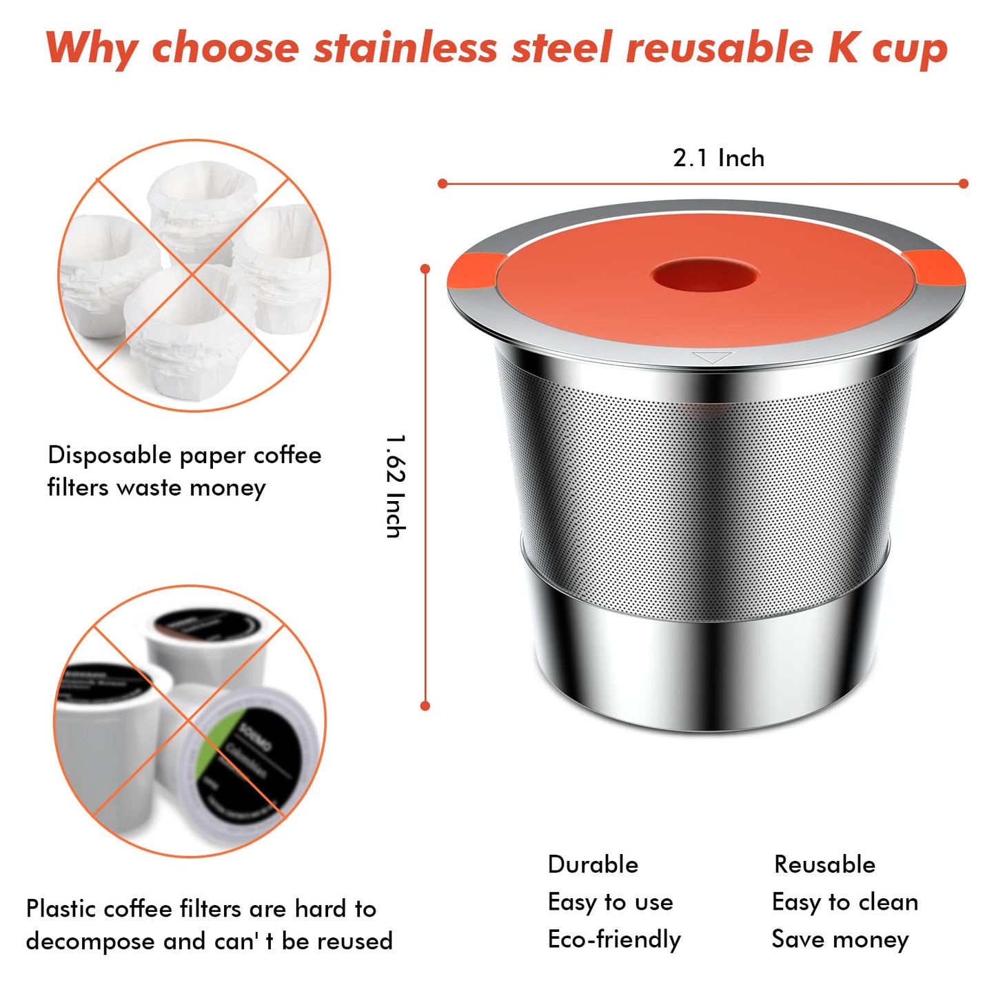 ACOFEM 4 Pack Reusable K Cups Pods for Keurig 1.0 & 2.0