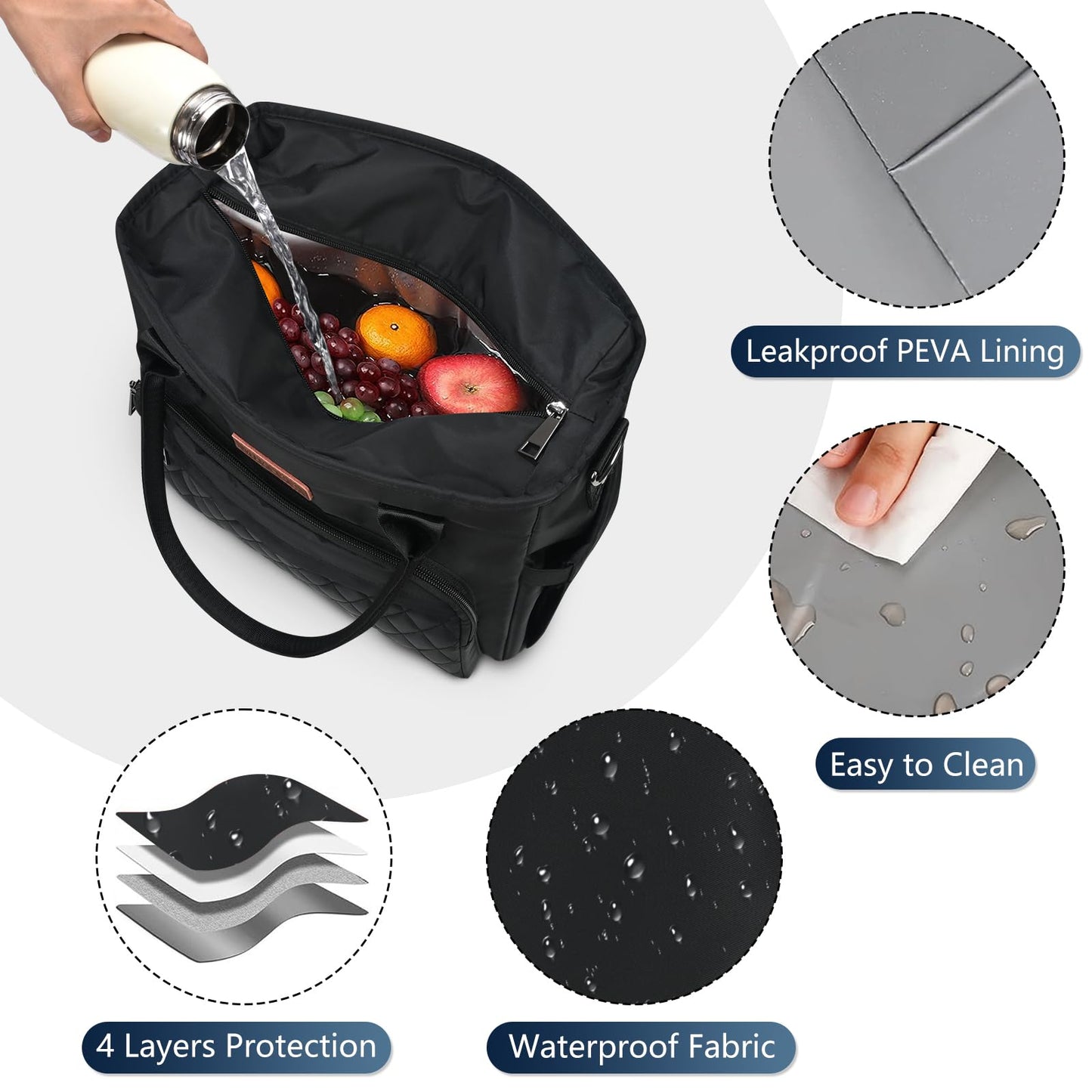 Lunch Bag Lunch Box Women - Leakproof Insulated Lunch Cooler Bag for Women - Large Lunch Tote Bags Adults