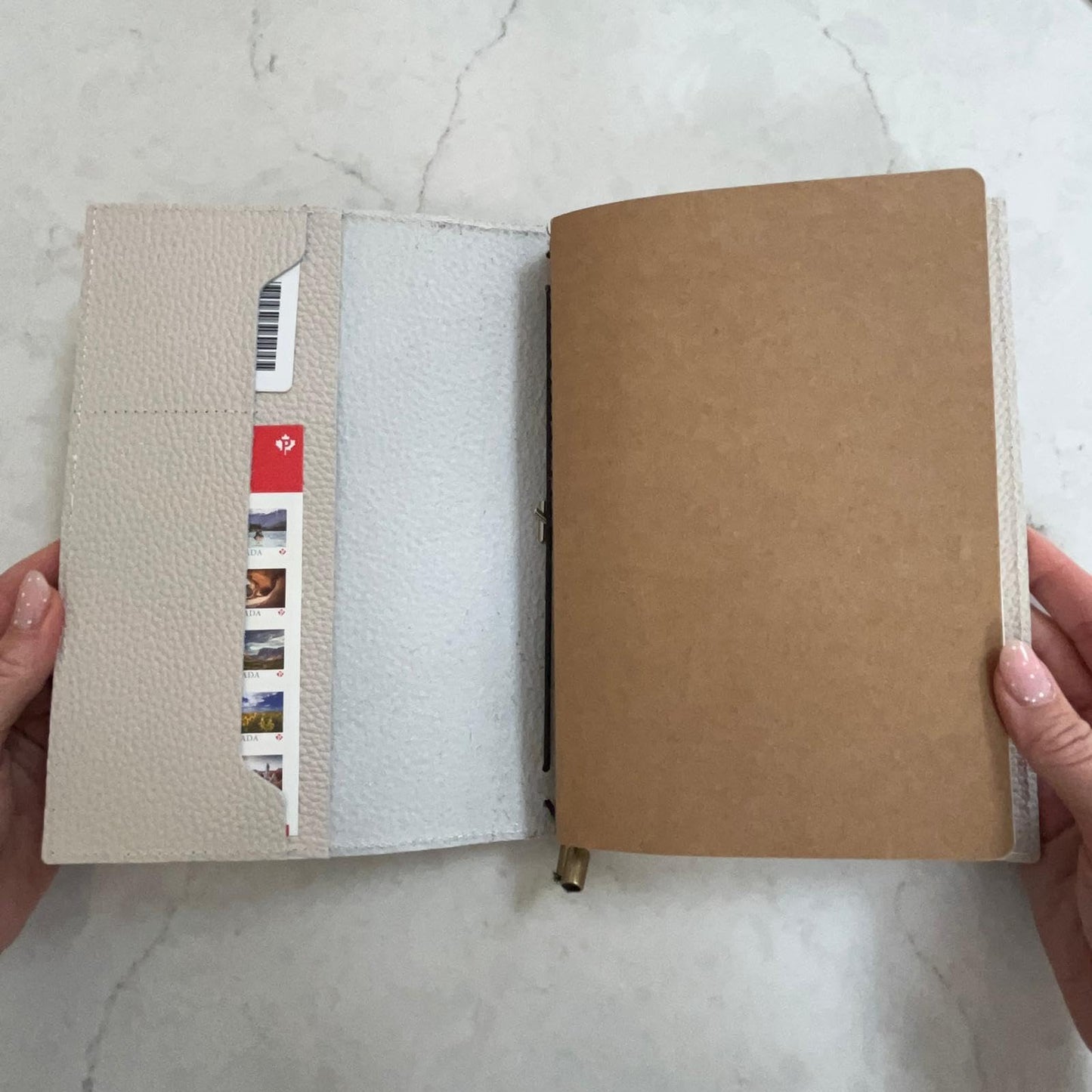 Wanderings A5 Travelers Notebook with Pockets, Oat Colour - Genuine Leather Journal, 6" x 8.7" (15 x 22cm), Refillable Travel Journal to Capture All Life's Adventures, 120 GSM Blank Inserts