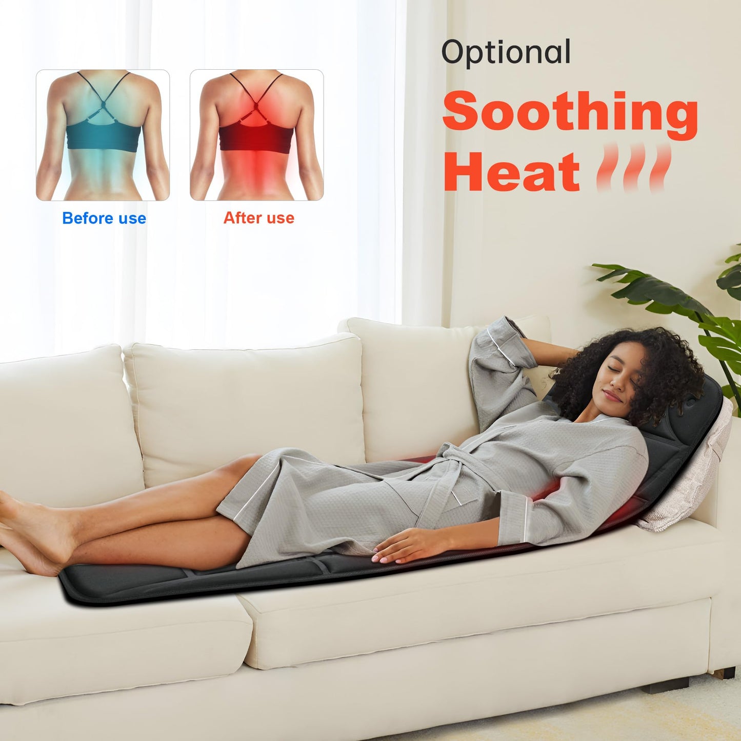 CILI Full Body Massage Mat, Back Massager Chair Pad,10 Vibration Motors & 5 Massage Modes for Recliner, Sofa, Bed,Massage Mattress Pad for Back, with Auto Shut Off, Gifts for Men,Women