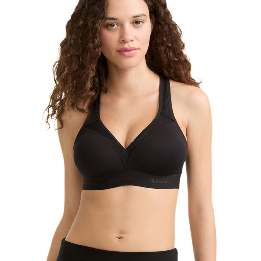 Champion Women's Med Support Curvy with Sewn in Cup, Black, X-Large