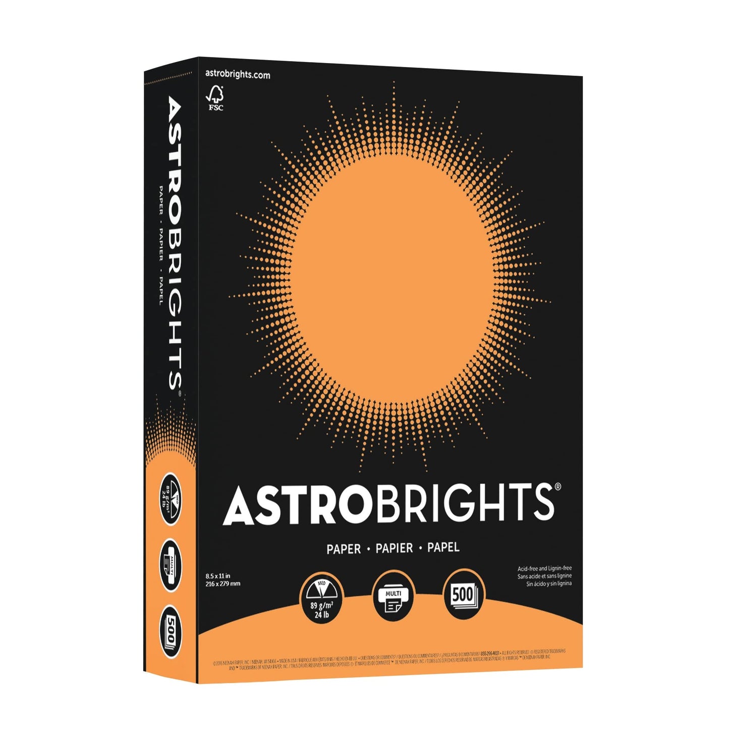 Neenah 21658 Astrobrights Premium Color Paper, 24 lb, 8.5 x 11 Inches, 500 Sheets, Cosmic Orange