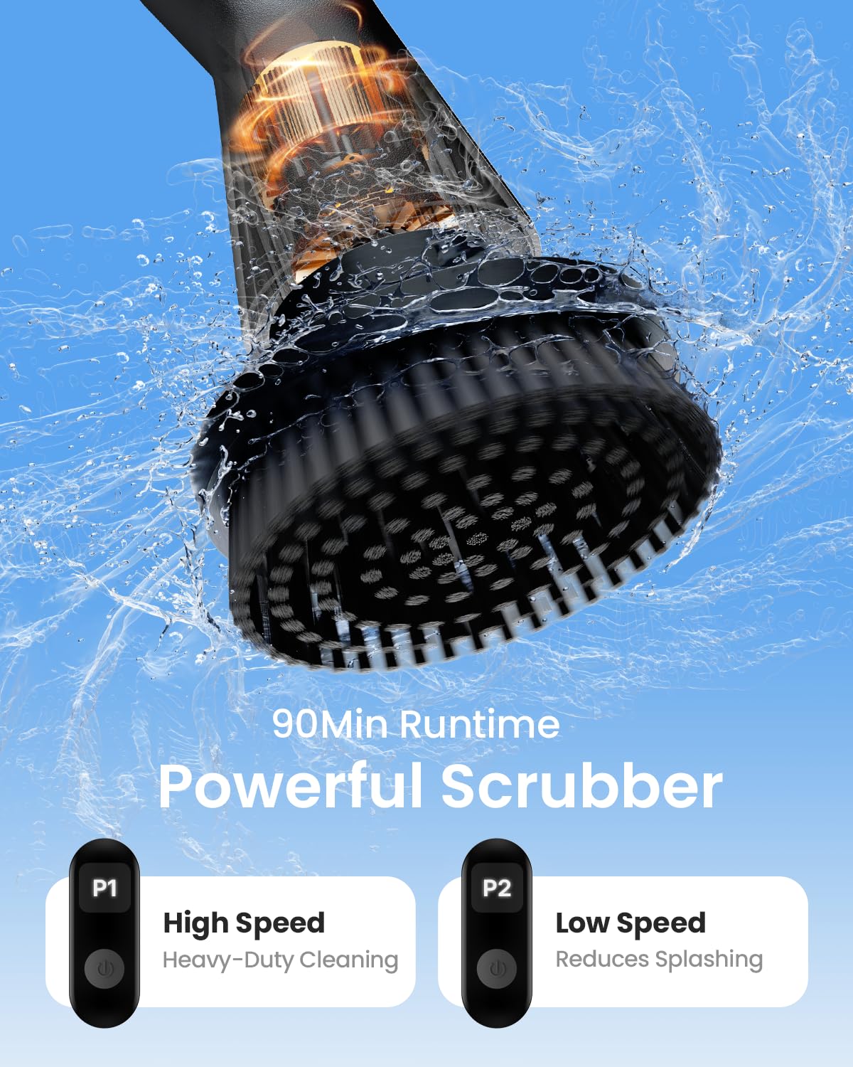 Leebein Electric Spin Scrubber, Full Body IPX7 Waterproof Electric Cleaning Brush, Cordless Bathroom Scrubber with 7 Brush Heads, Extendable Long Handle and 2 Speeds Scrubber for Bathtub Floor