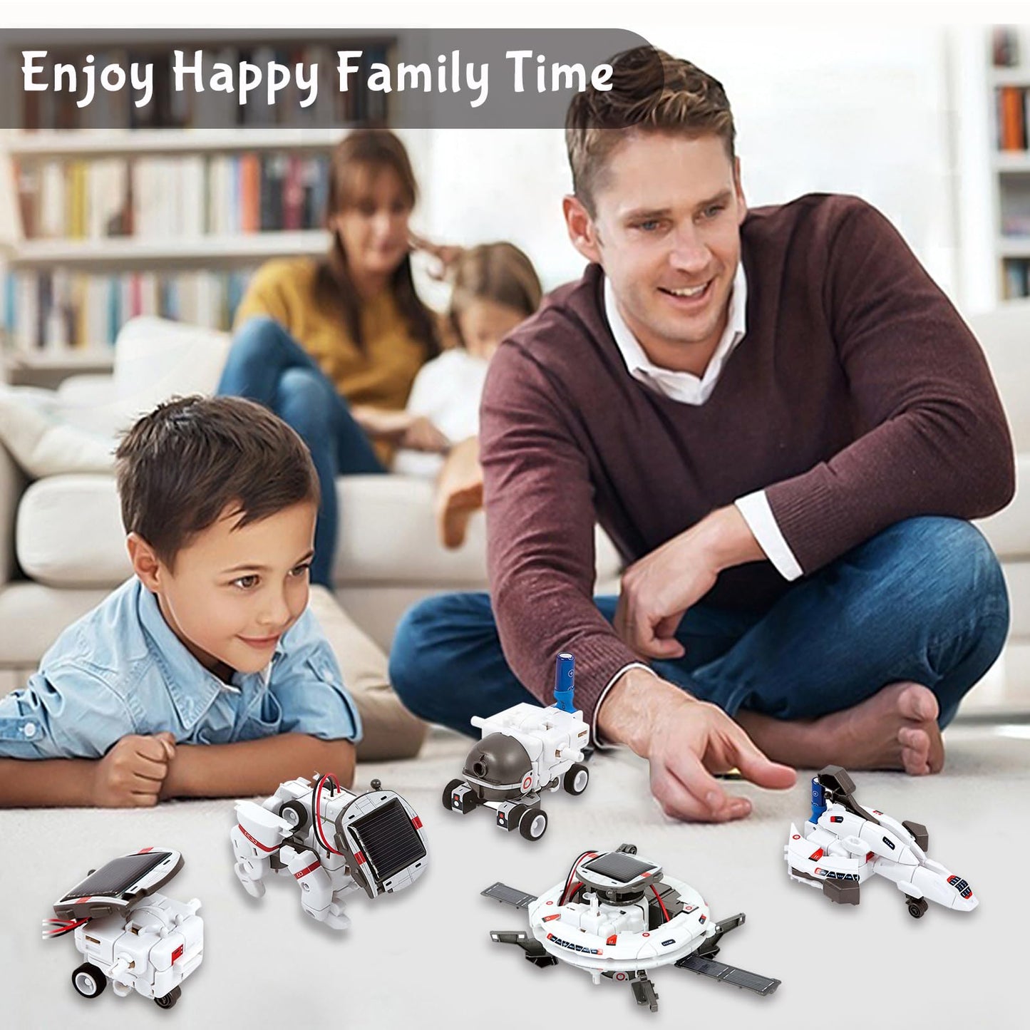 STEM Education Solar Robots Toys for Kids Age 8+, 6-in-1 DIY Space Toys Science Kit, 120 Pcs Building Experiment Robotics Set Birthday Gifts for Boys & Girls