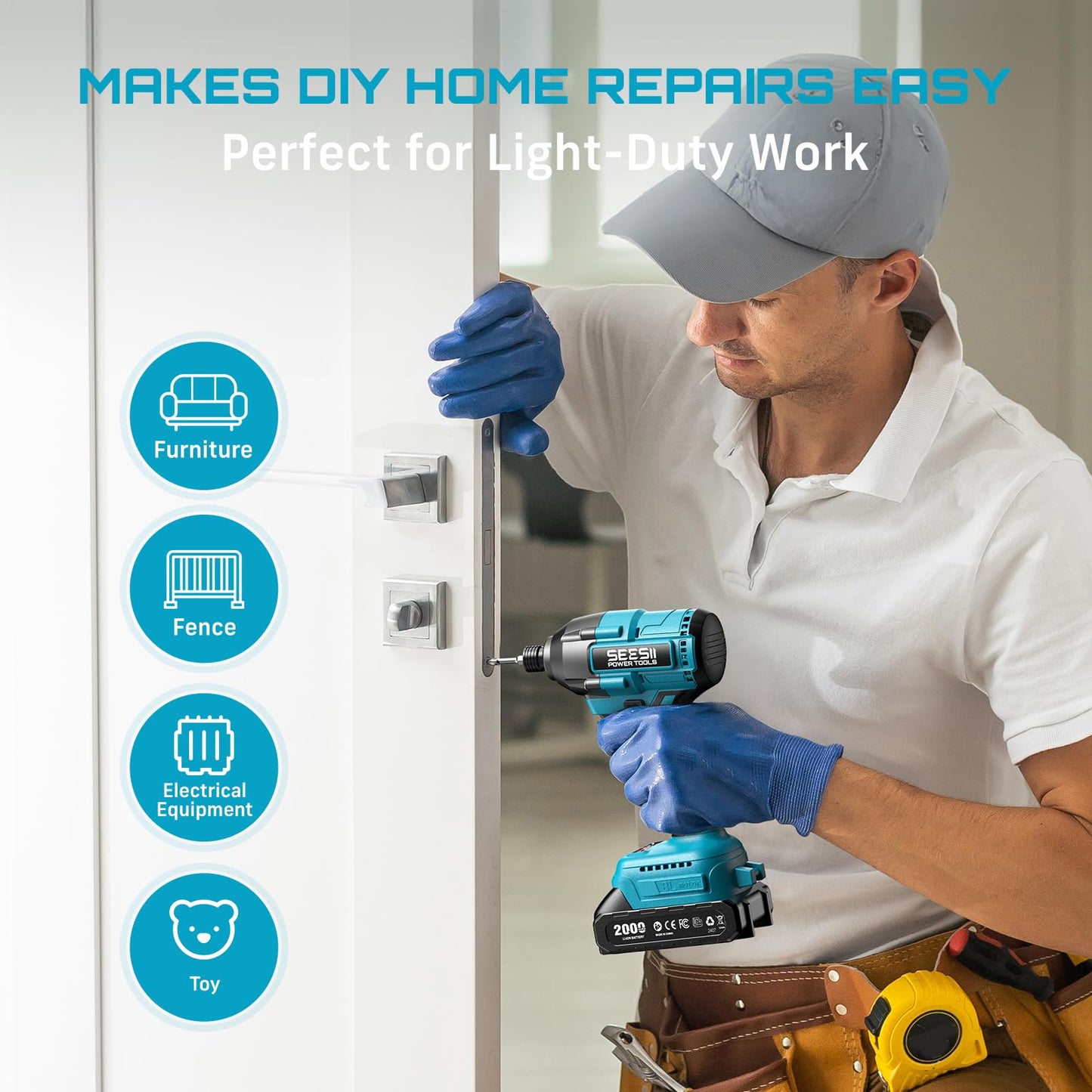 Seesii 21V Impact Driver, Electric Screwdriver with a Maximum Torque of 180N.m,1/4" Cordless Screwdriver with 2 Batteries 2.0Ah,2500RPM Variable Speed,20 Impact Bits & Carry Bag