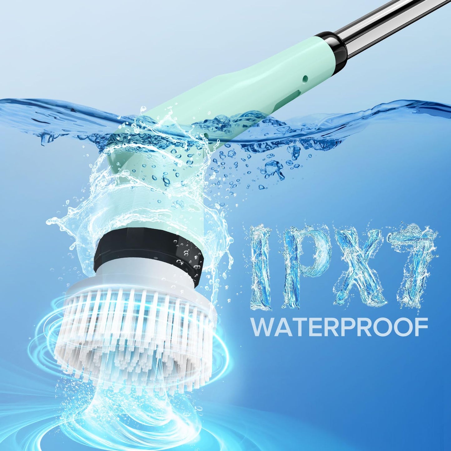Electric Spin Scrubber, Dreazu IPX7 10-in-1 Bathroom Scrubber， Retractable Handle, 2-Speed Adjustable Shower Cleaner Brush for Bathroom, Bathtub, Kitchen, Tile Floors-Green
