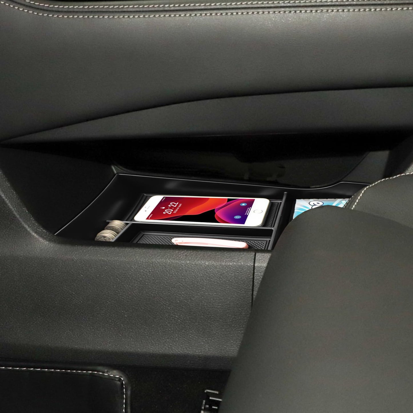 HGWEI 2PCS Center Console Organizer Compatible with Nissan Rogue 2021-2026 Interior Accessories, Rogue Lower Console Armrest Storage Box Insert Secondary Tray (Not for Rogue Sport), Black