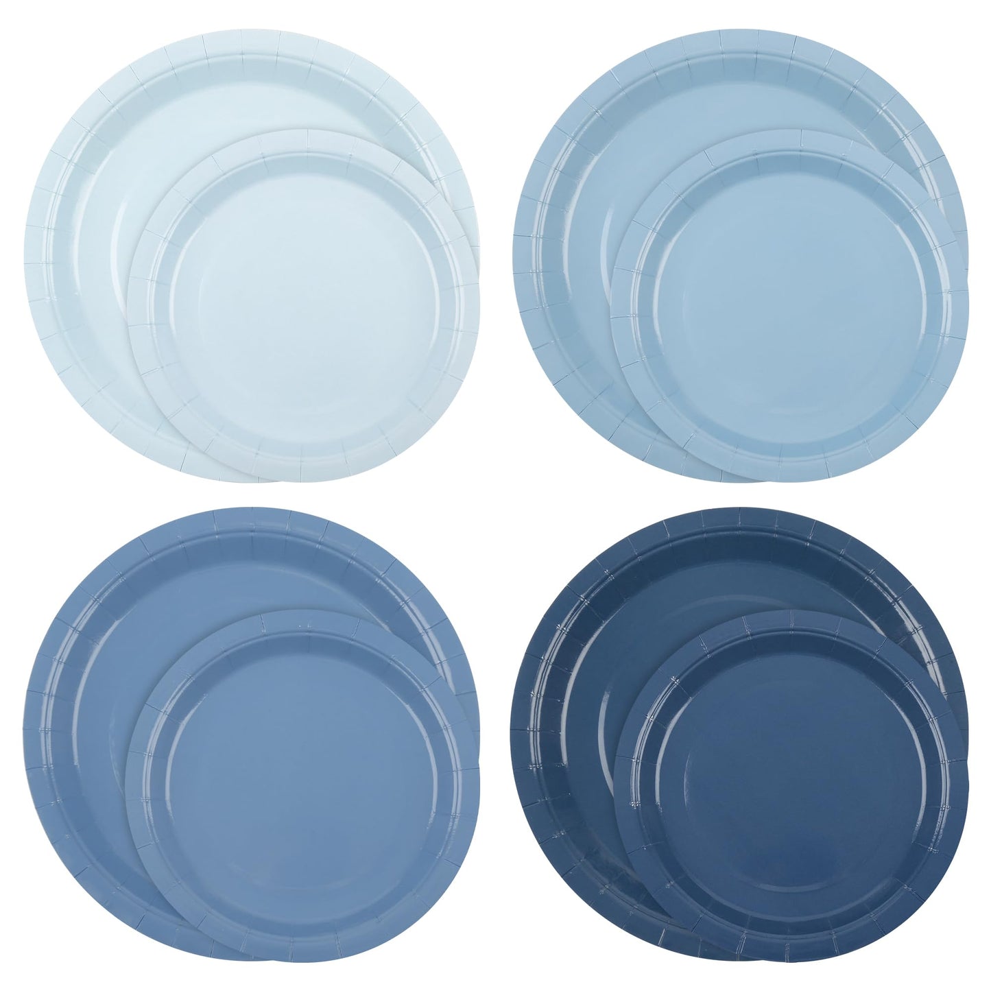 AimFun 96Pcs Dusty Blue Party Plates Gradient Colors Paper Plate 7 Inch 9 Inch Disposable Round Dinner Dessert Plates Set for Birthday Wedding Bridal Baby Shower Christmas Party Supplies