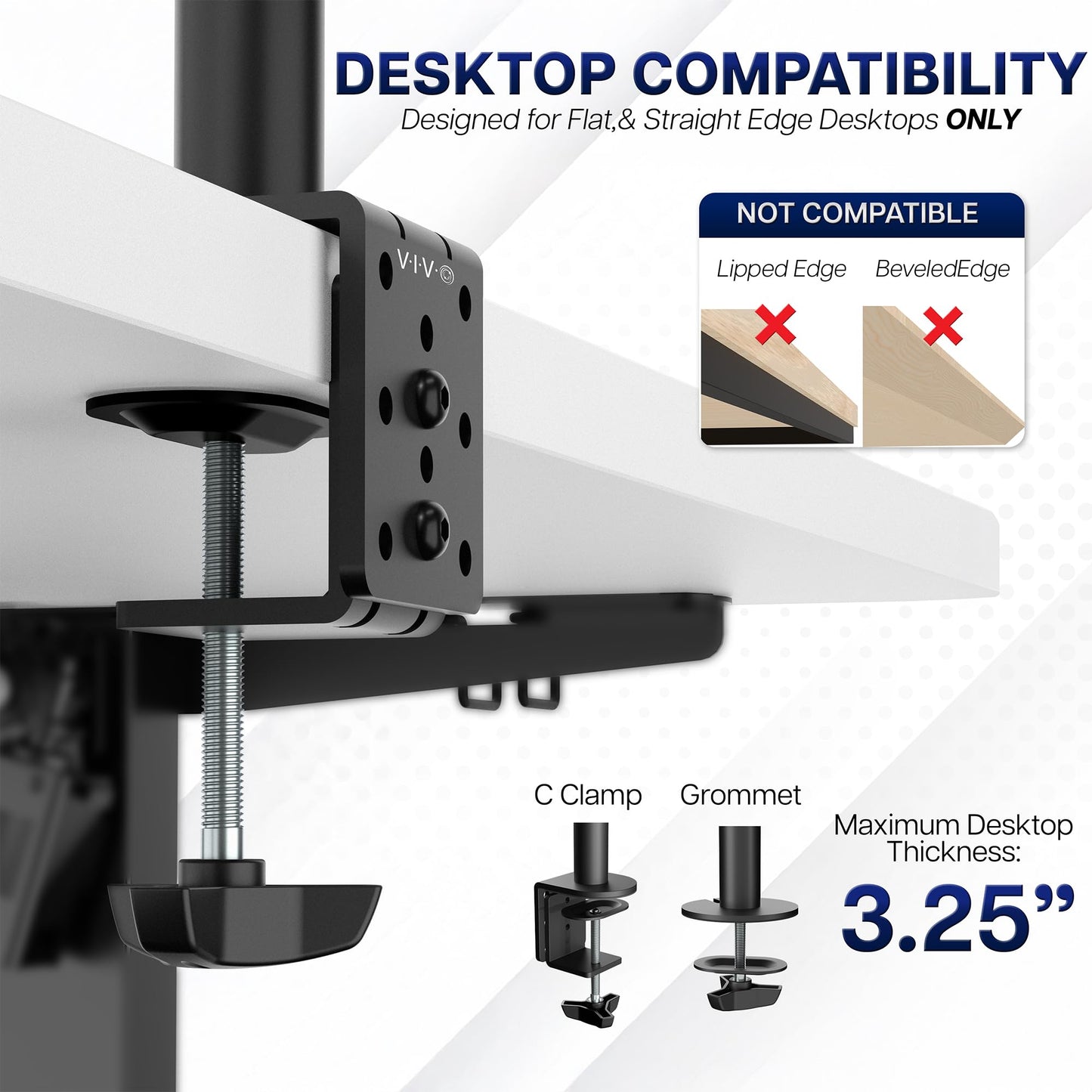VIVO Dual Monitor Desk Mount, Heavy Duty Fully Adjustable Stand, Fits 2 LCD LED Screens up to 32 inches, Black, STAND-V032