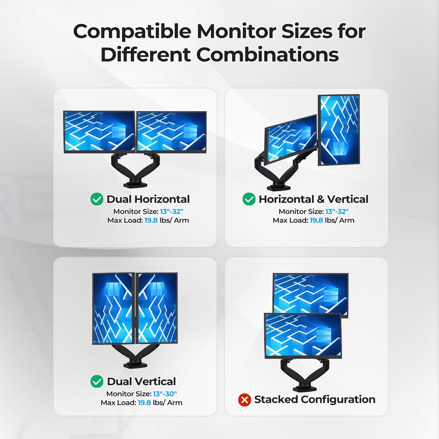 NSY Audio Ergonomic Dual Monitor Arm Stand