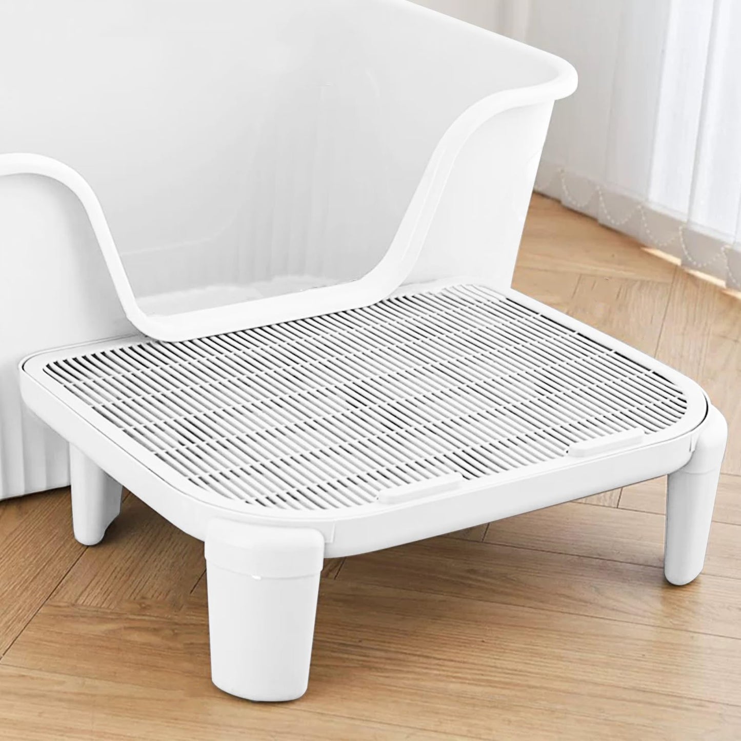 Cat Litter Mat Litter Trapping Mat,Litter Box Mat,Waterproof Cat Mats for Litter Large,Easy Clean,Non-Slip Litter Mat for Cat,Urine-Proof Kitty Litter Catcher Mat,Washable (White, 5.90 inches)