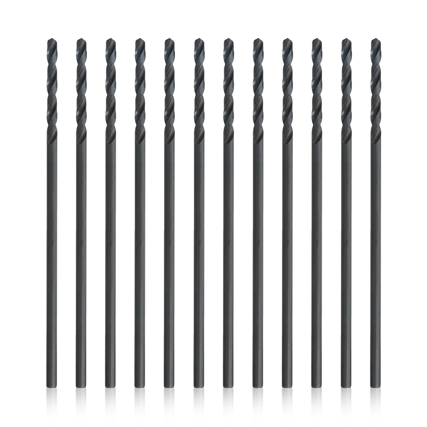 Drill America D/Aa/C Series High-Speed Steel Aircraft Extension Drill Bit, Black Oxide Finish, Round Shank, Spiral Flute, 135 Degrees Split Point, 1/8" Size, 6" Length (Pack of 12)