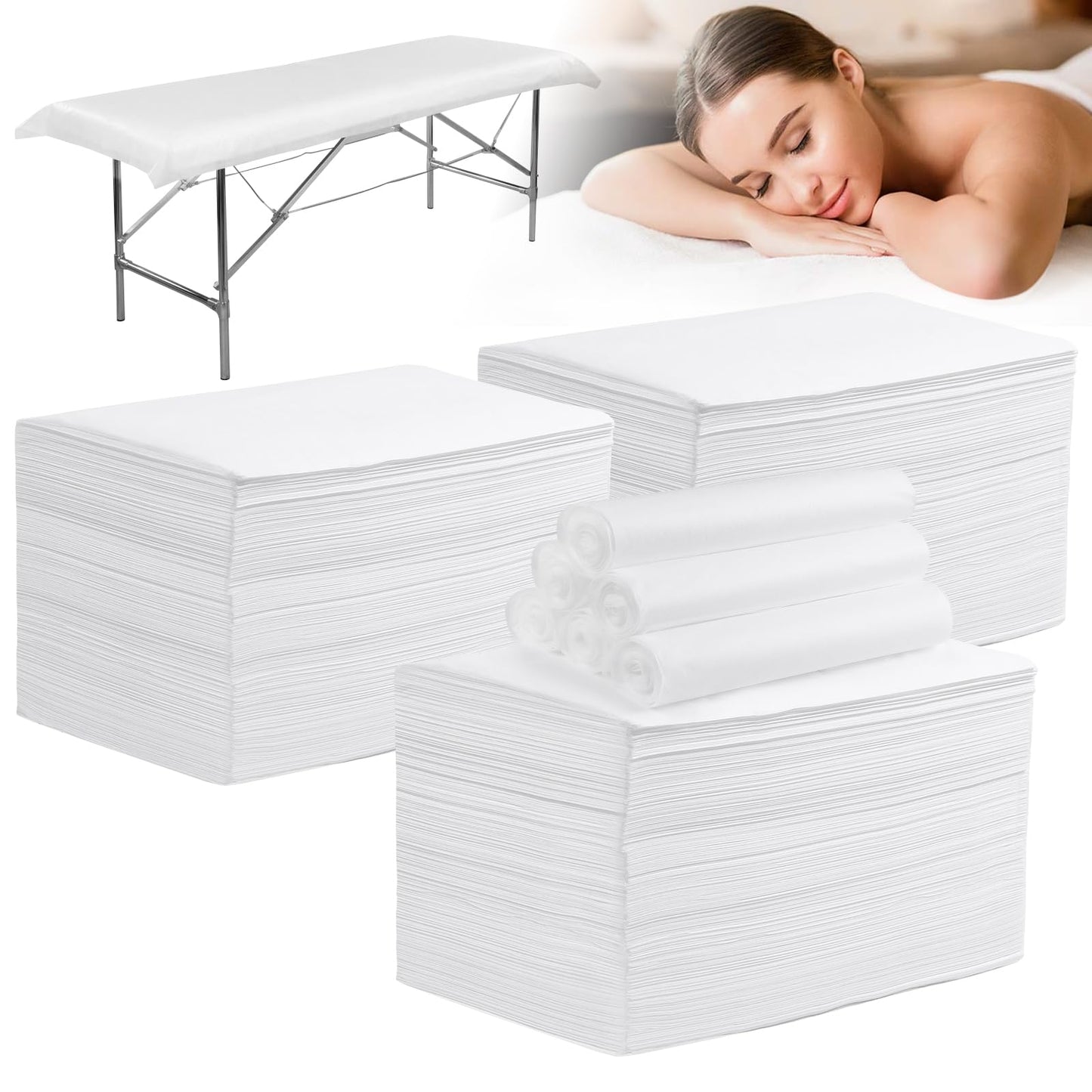 300 Pcs Disposable Bed Sheets 31" x 71" Massage Table Sheets Non Woven Fabric SPA Bed Cover Breathable for Massage Beauty Tattoos Massage Bed Cover for Ultimate Hygiene