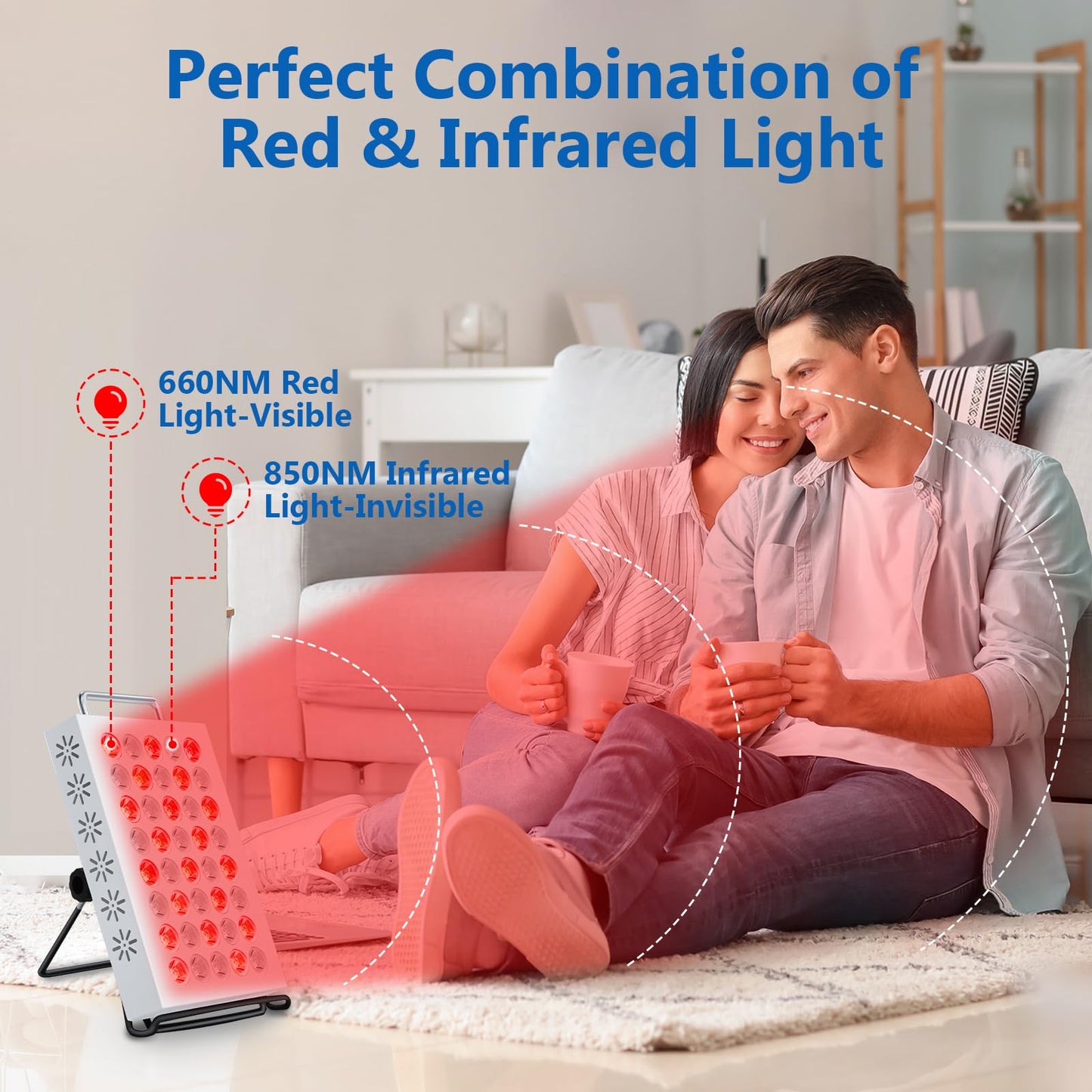 40LED Red Light Panel, 660nm&850nm Infrared Light for Face and Body, Adjustable Angle & Brightness for Home & Office