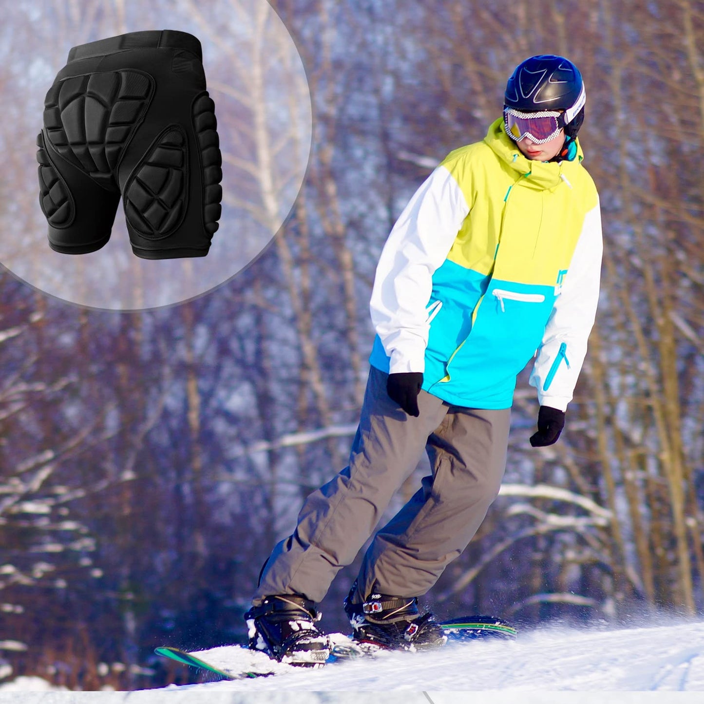 Cienfy 3D Hip Protection EVA Butt Pads Protective Padded Shorts Crash Pad Impact Gear for Skiing Skating Snowboarding Skateboarding (XX-Large)