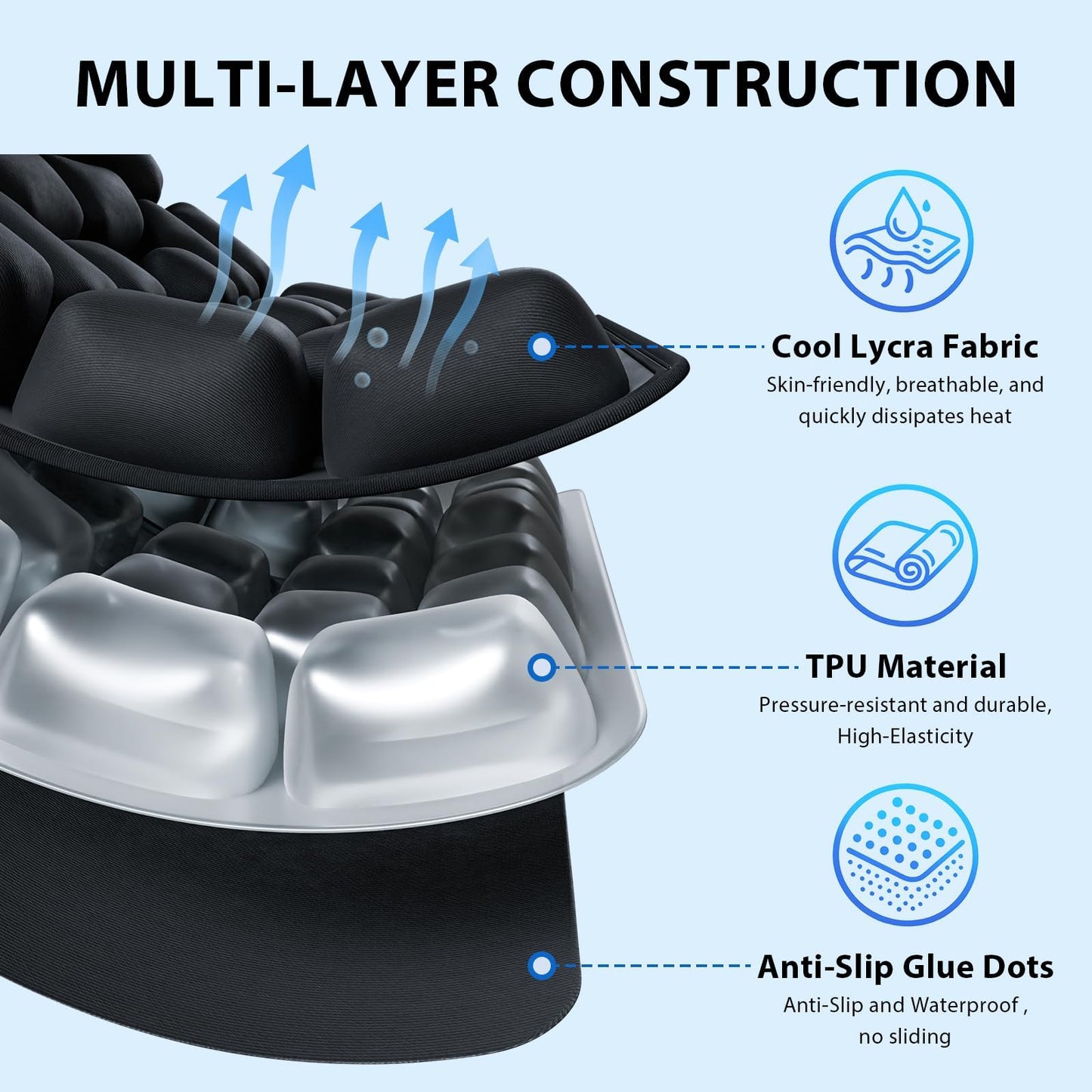 Inflatable Seat Cushion, Pressure Relief Airplane Seat Cushion for Long Flights Without Air Pump, Portable Car Seat Cushions,Office Chair Wheelchair Cushions Relief Discomfort in Coccyx&Buttock
