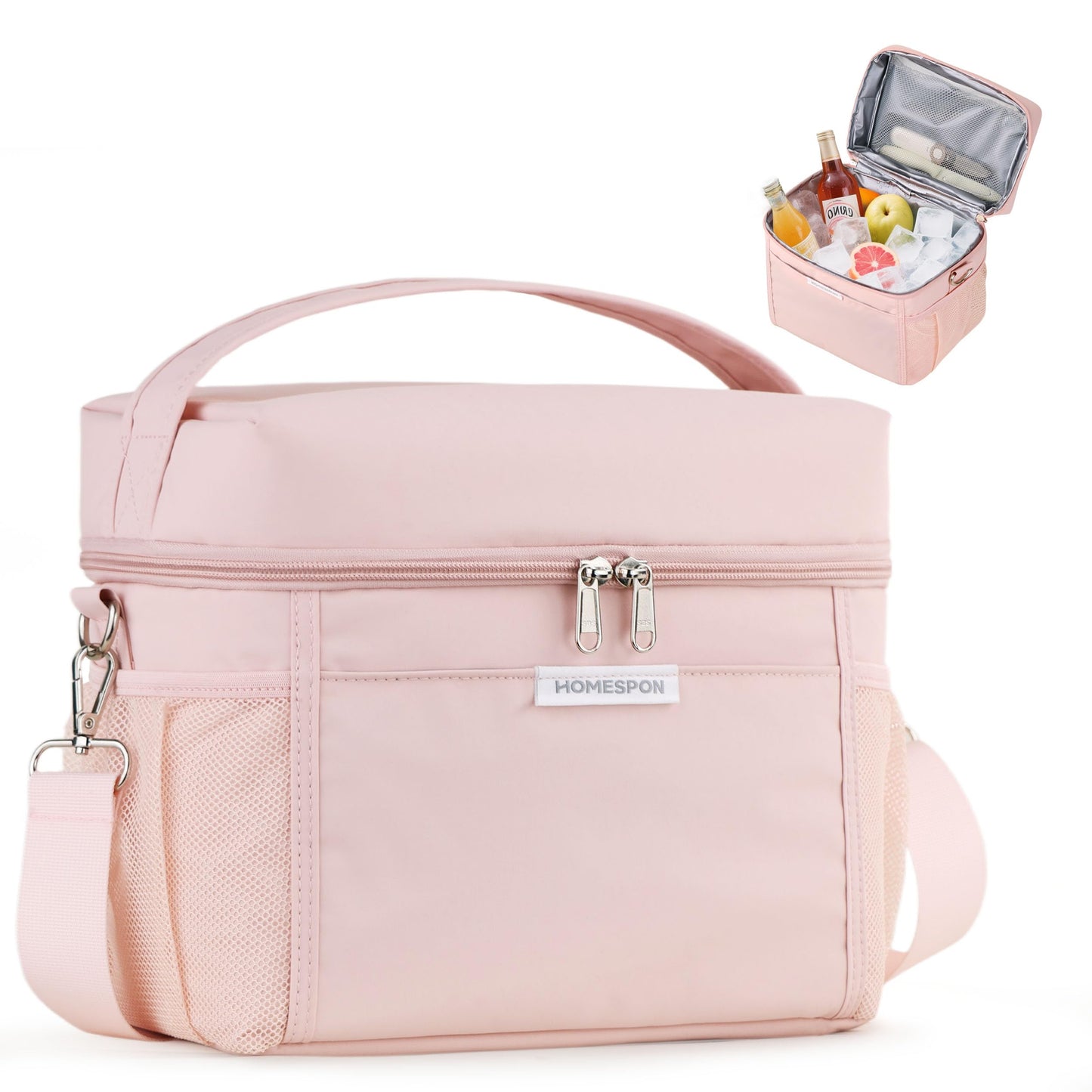 HOMESPON Lunch Box for Women Men - Insulated Lunch Bag Waterproof Lightweight Cooler Bag for Work, Picnic, Travel (Medium, Pink)