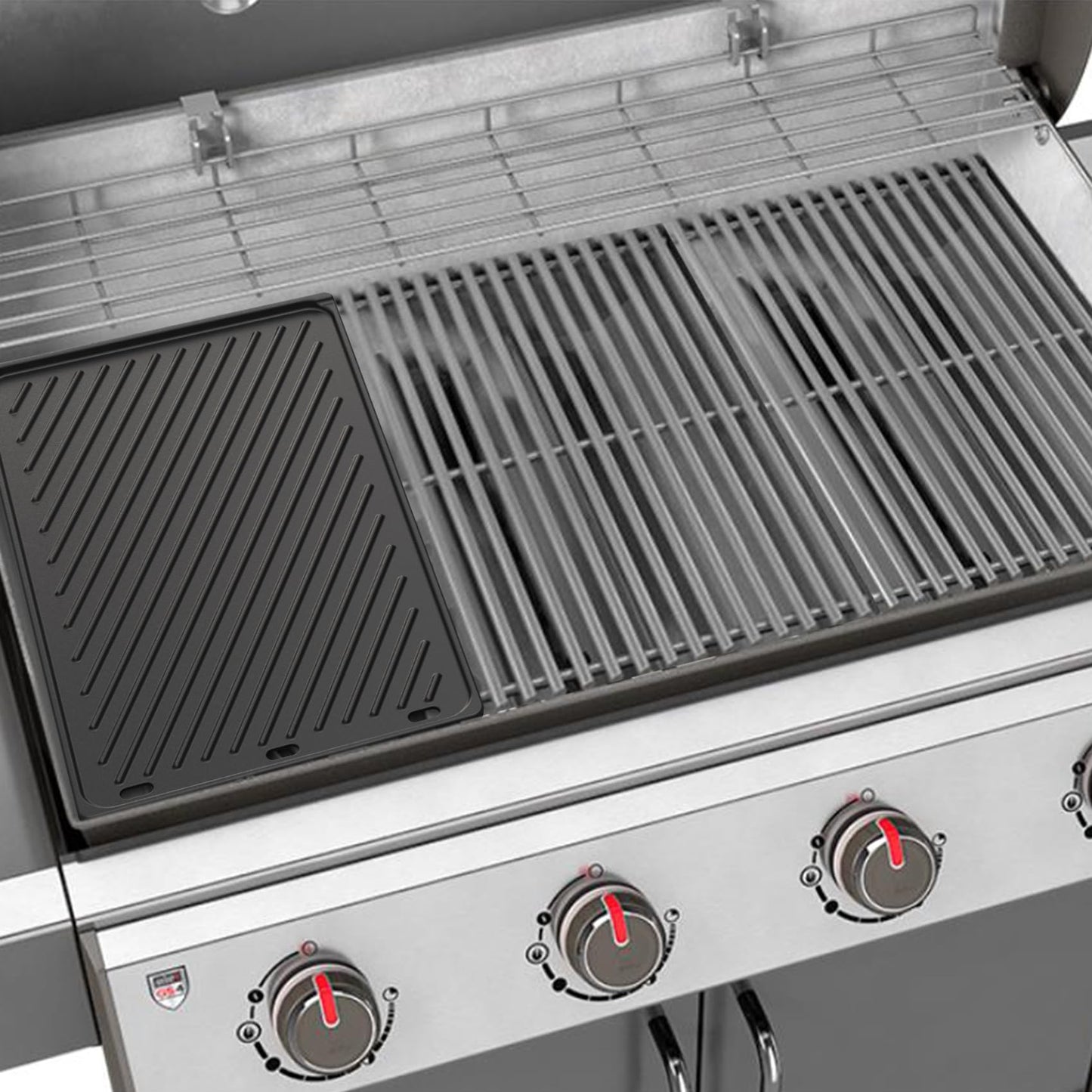 Onlyfire Reversible Cast Iron Cooking Griddle BBQ Griddle for Weber Genesis II/Genesis II LX 400 Series Gas Grills, Replacement Parts for Weber 66097 66089