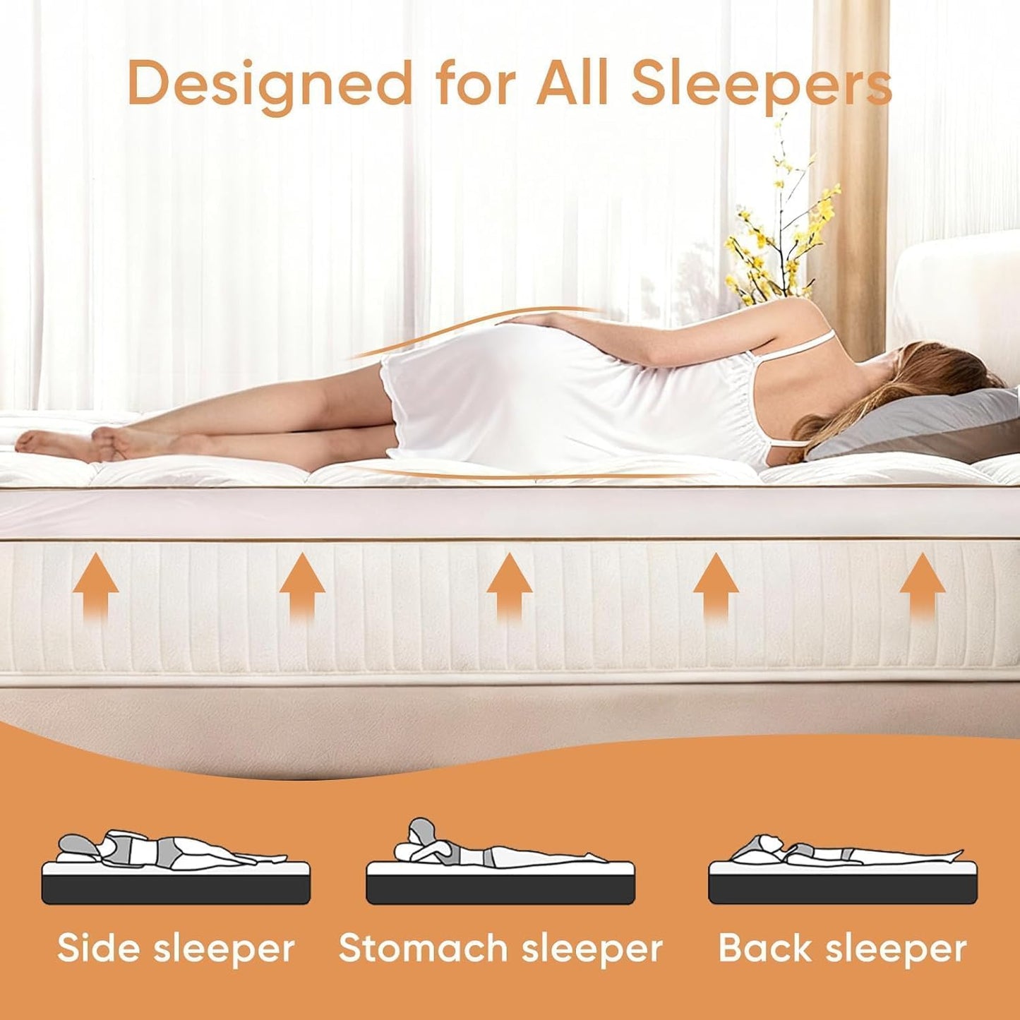 Memory Foam Mattress Topper, 100% Cotton Mattress Pad Cover, Breathable & Skin-Friendly Queen Size Mattress Topper for Back Pain Relief, 3 Inch Extra Thick Shredded Foam, Queen