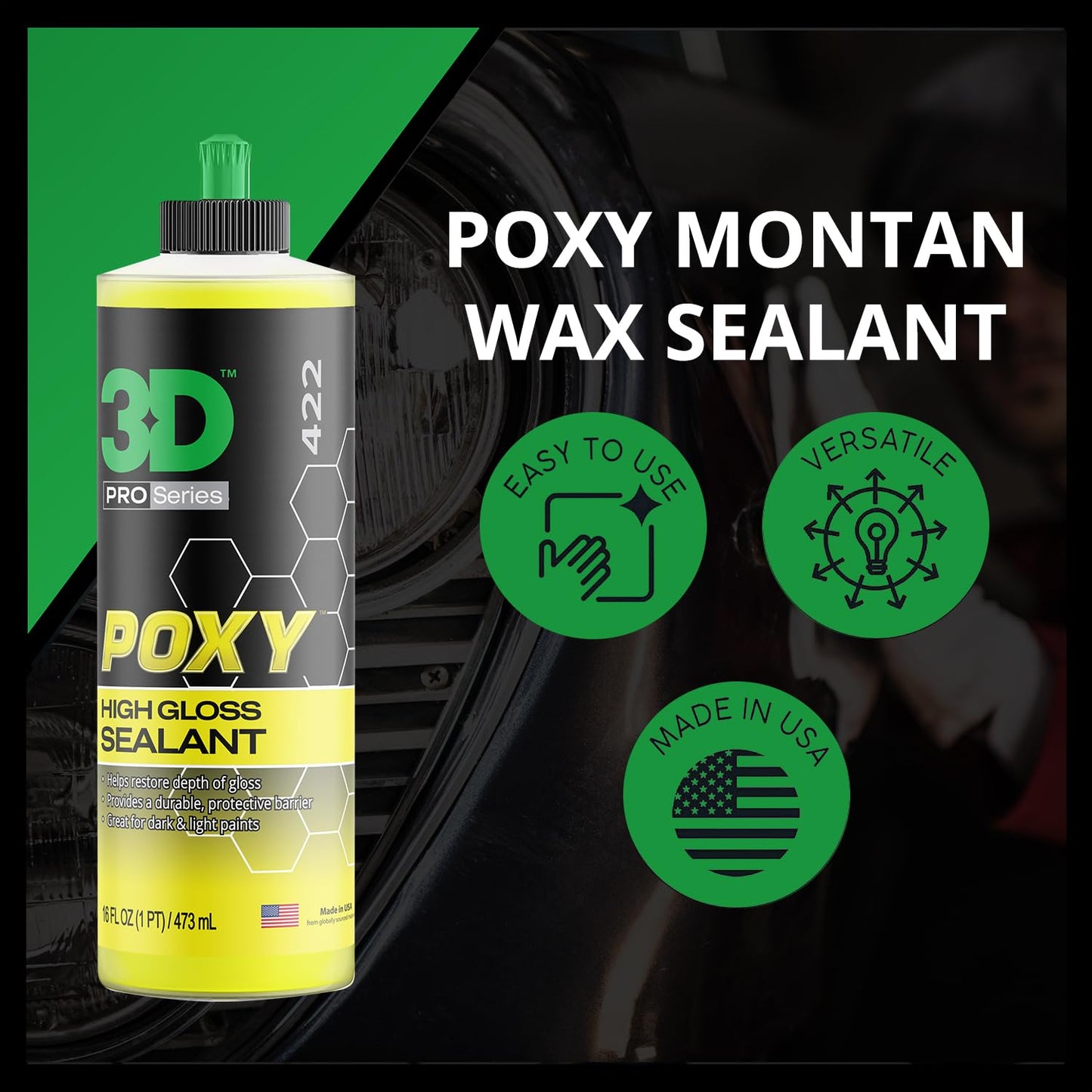 HD Poxy Paint Sealant High Gloss Automotive Restoration Montan Car Wax - 16 oz. | Paint Protection, Sealant & Shine | Easy On Application | Made in USA | All Natural | No Harmful Chemicals