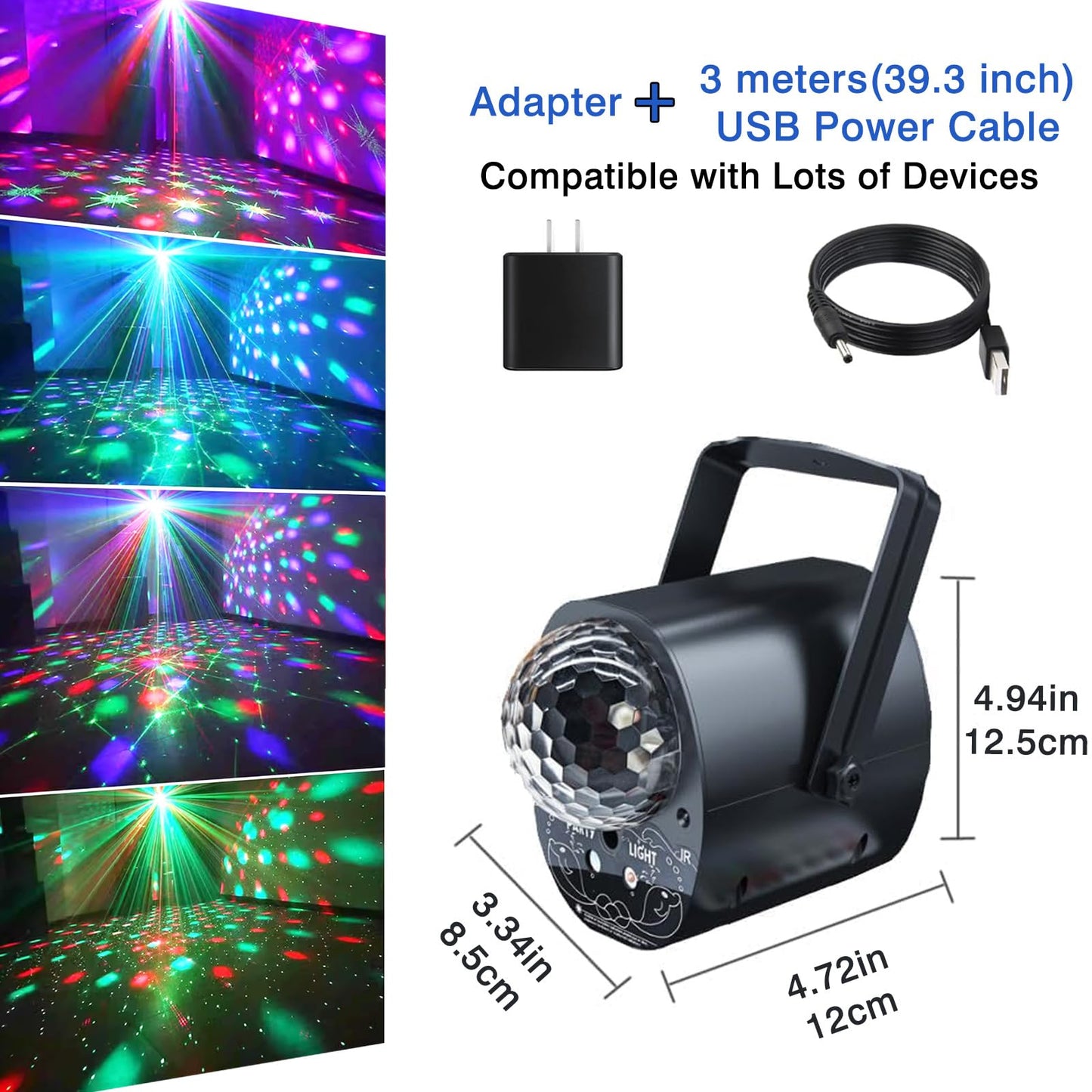Disco Ball Lights, Party Lights, Dj Disco Lights Laser Light, Sound Activated Stage Strobe Projector with Remote Control for Pub Bar Birthday Christmas Wedding Home Party