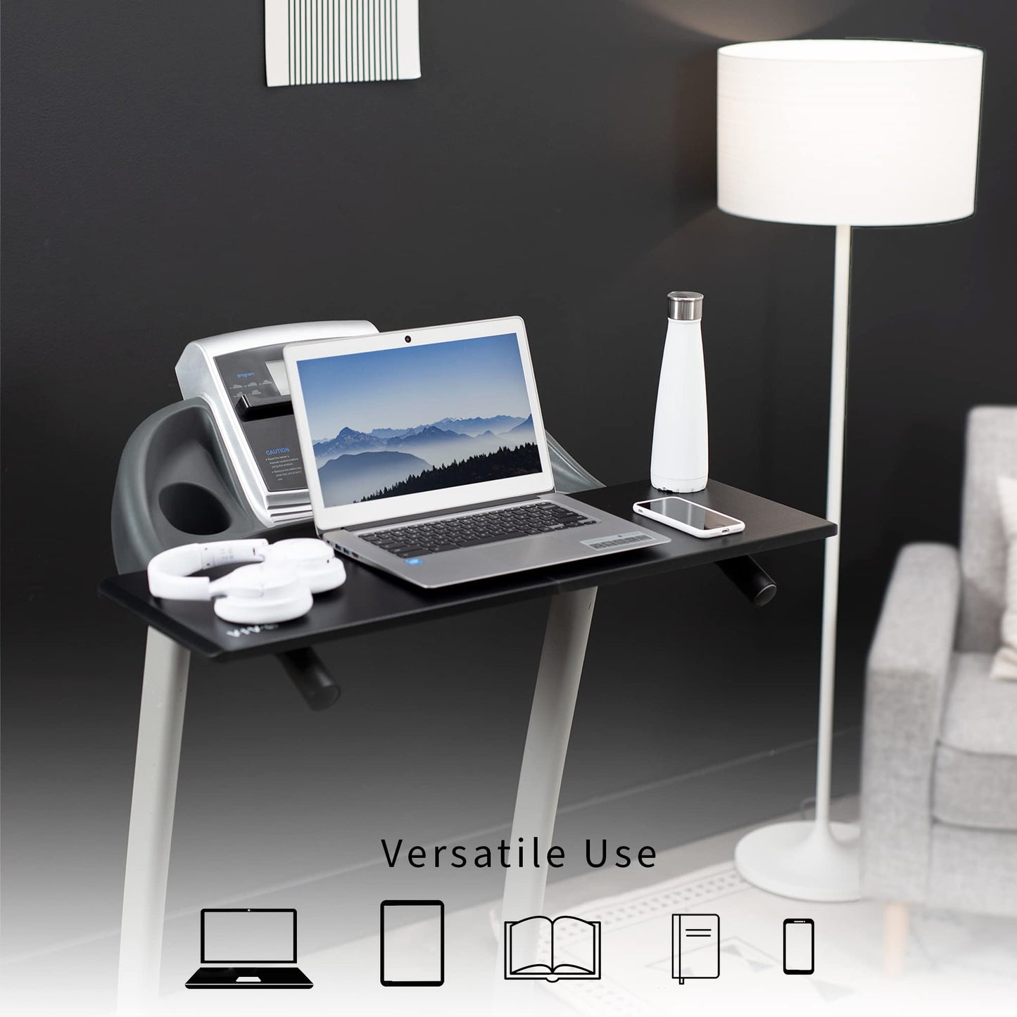 VIVO Universal Treadmill Desk, Ergonomic Platform Designed for Notebooks, Tablets, Laptops, and More, Workstation for Treadmill Handlebars up to 31 inches, Black, Stand-TDML2