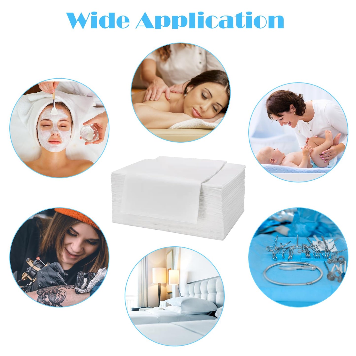 100 Pieces Disposable Massage Table Cover Sheets Non-Woven Fabric Spa Sheets Waterproof Disposable Bed Sheets Oil Proof for Spa, Beauty Salon, Hotels, 31.5 x 70.8 Inch (White)