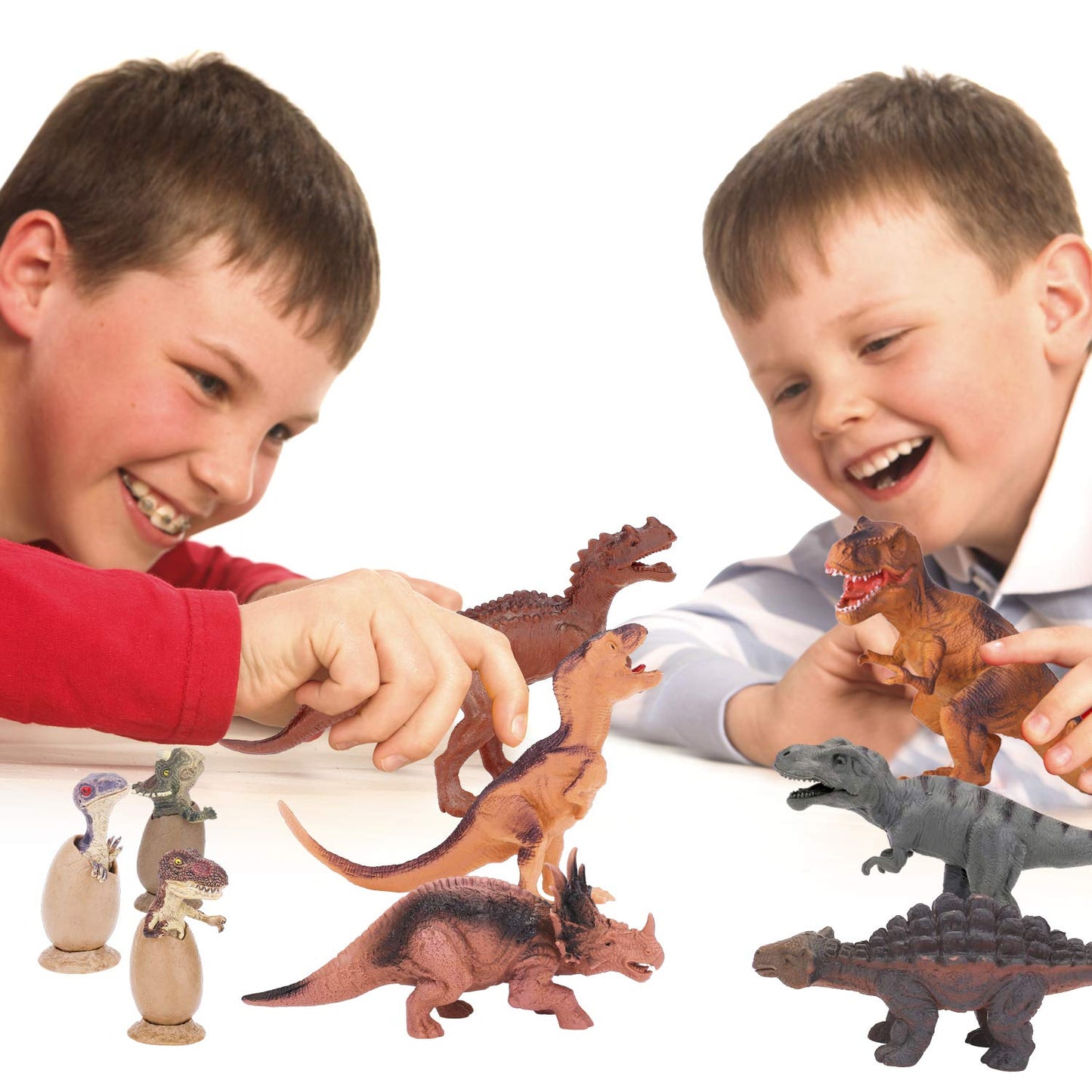 Dinosaur Toys - 20 Packs Dinosaur Figure Play Set with Educational Dinosaur Book, Toy for 3 4 5 6 7 8 Year Old Boys, Realistic Plastic Dinosaurs with Baby Dino Eggs Birthday Party Gift for Kids