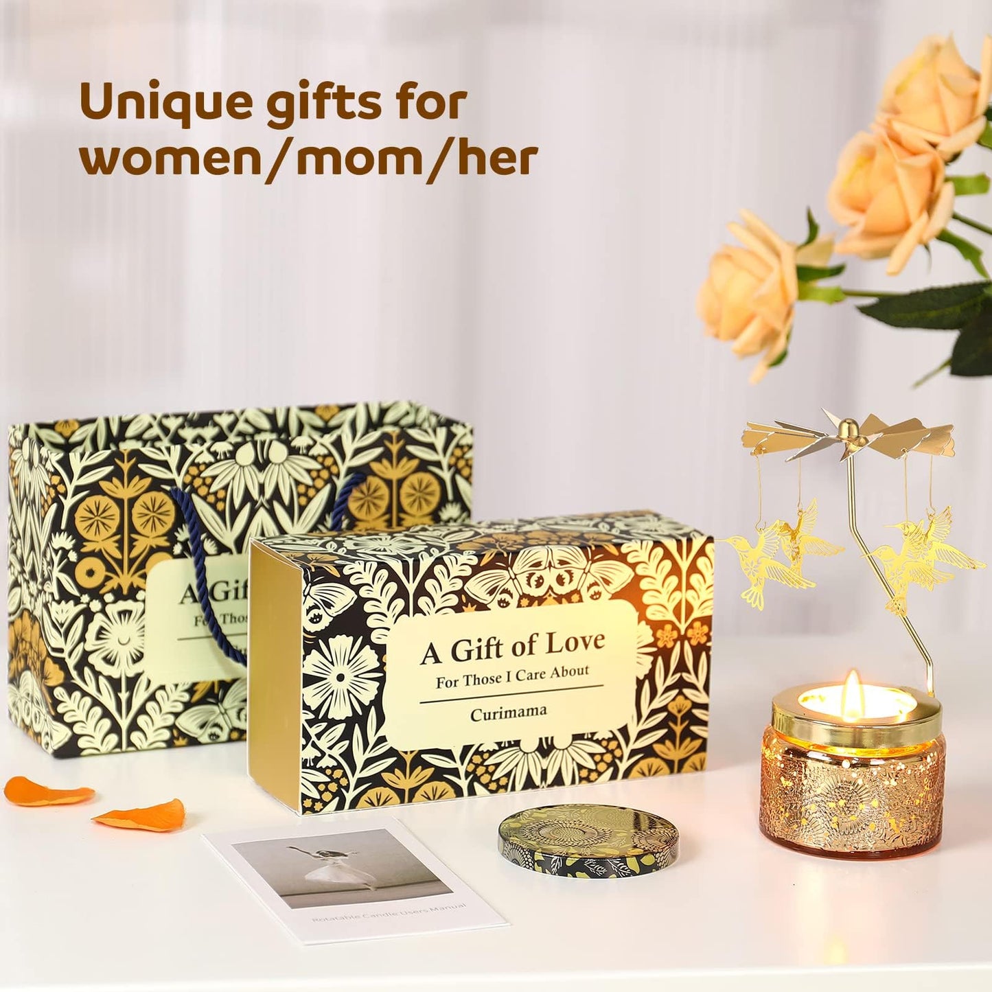 Hummingbird Rose Scented Candle Gifts for Women, Unique Birthday Presents for Mom Mother-in-Law Grandma Sister, Funny Friendship Candle for Her, Natural Soy Wax Aromatherapy Candle for Home Relaxation