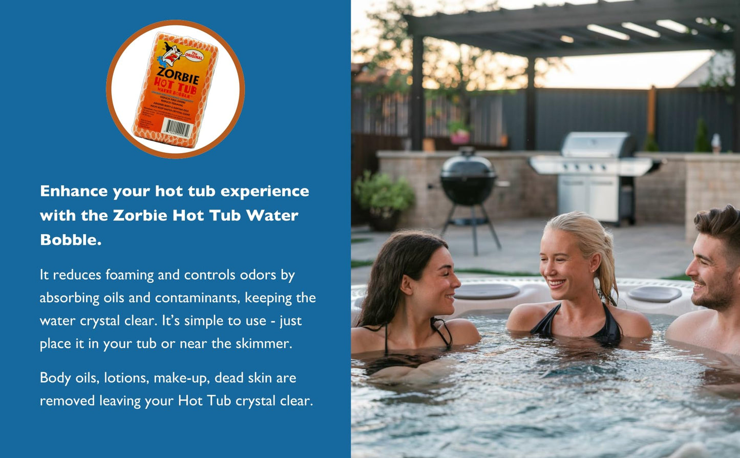 Water Bobble Hot Tub Oil Scum Absorber - Scum Absorbing Sponge for Spas and Hot Tubs - Naturally Cleaner Water with Spa Sponges for Hot Tubs - Orange Floating Bobble with String- 2 Pack