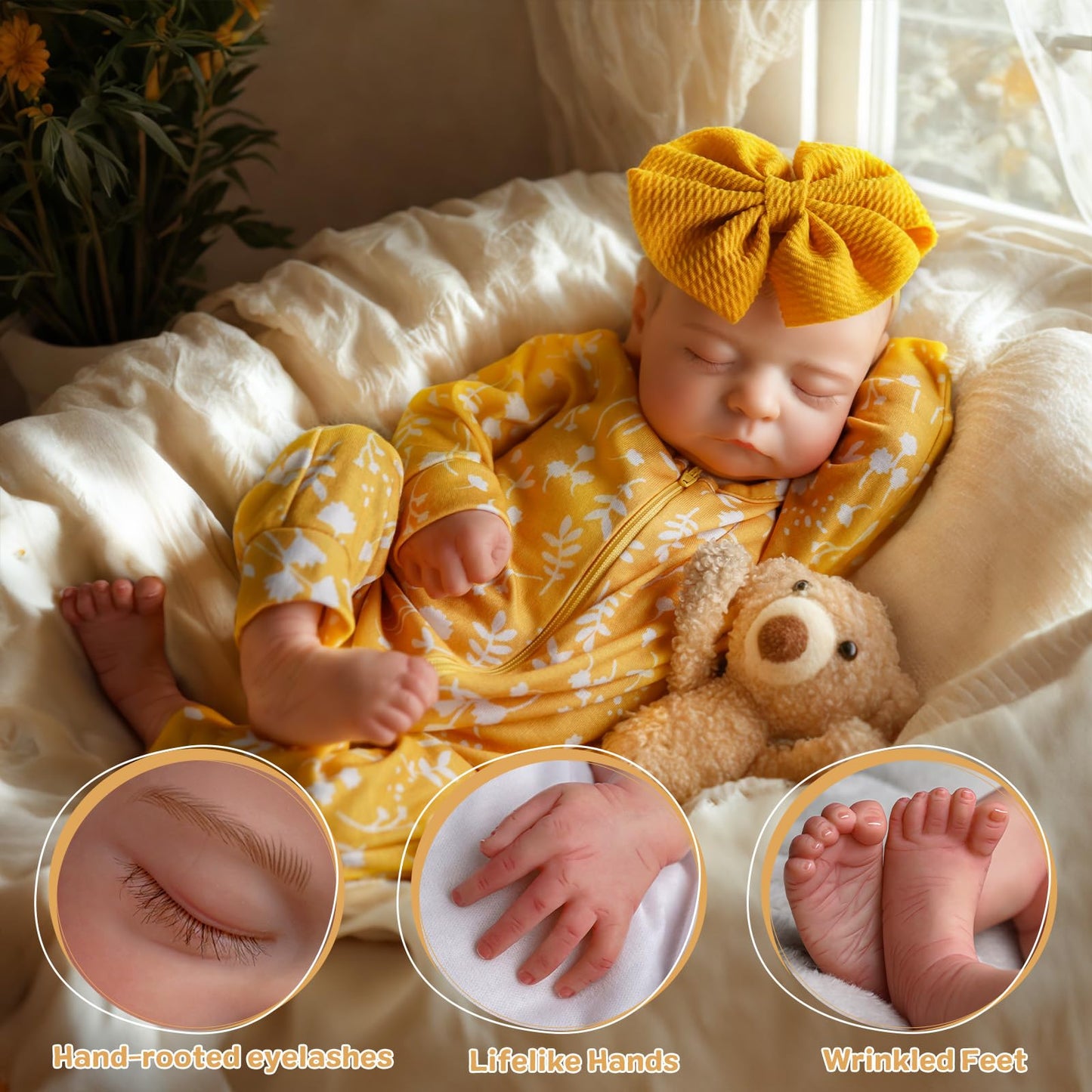 ADFO Lifelike Reborn Baby Dolls, 20 inch Realistic Newborn Real Life Baby Girl Dolls Soft Full Body Vinyl Girl Baby Dolls with Clothes and Toy Gift for Kids Age 3+