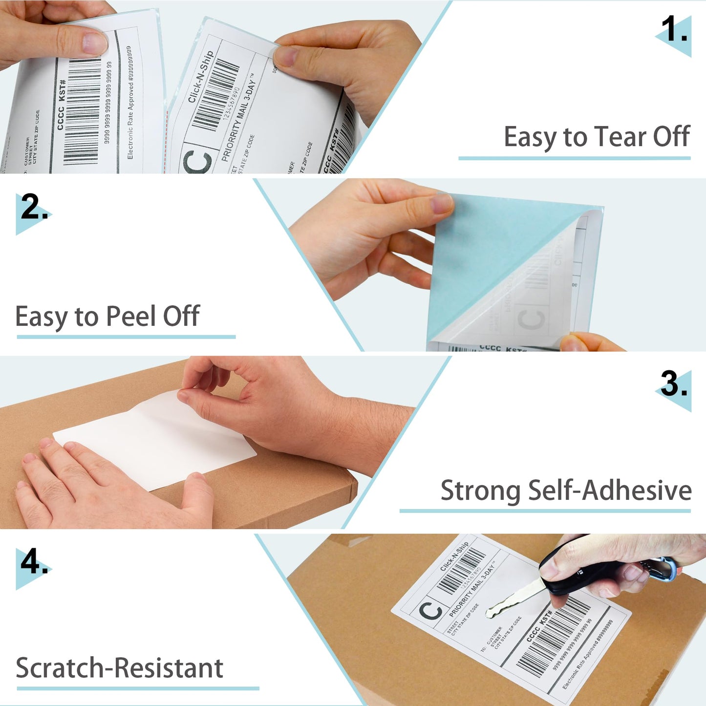 L LIKED 4x6 in Thermal Shipping Labels, 4000 Pcs Fanfold Thermal Printer Labels for Address, Mailing, Boxes, Packages, Compatible with Zebra & Rollo Printer