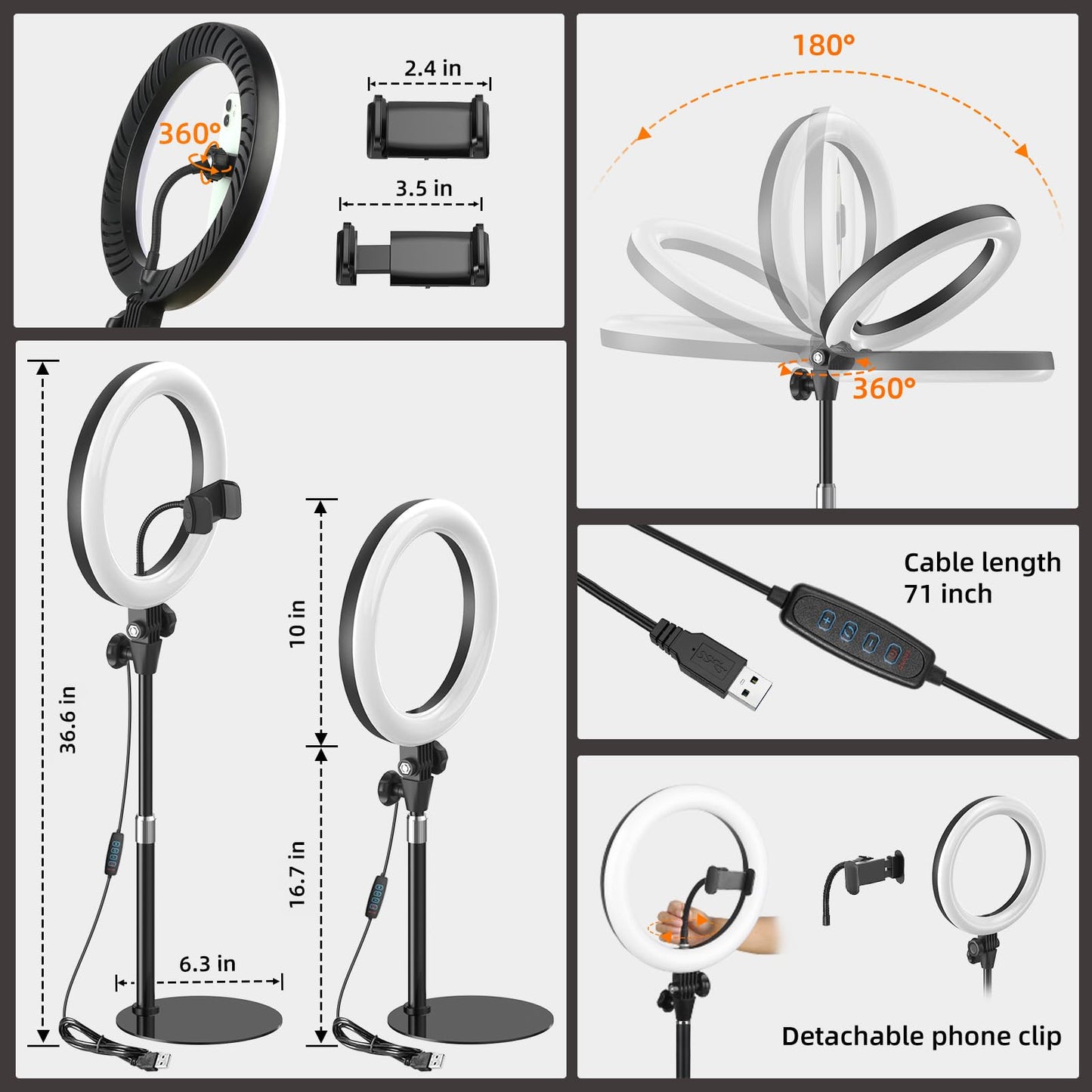 Upgrade 10.5" Ring Light with Tripod Stand and Phone Holder, Evershop Selfie Ringlight with CRI 95+ for YouTube, Zoom, Streaming, Makeup, Video Recording, Halo Desk Lamp for Laptop Computer Webcam