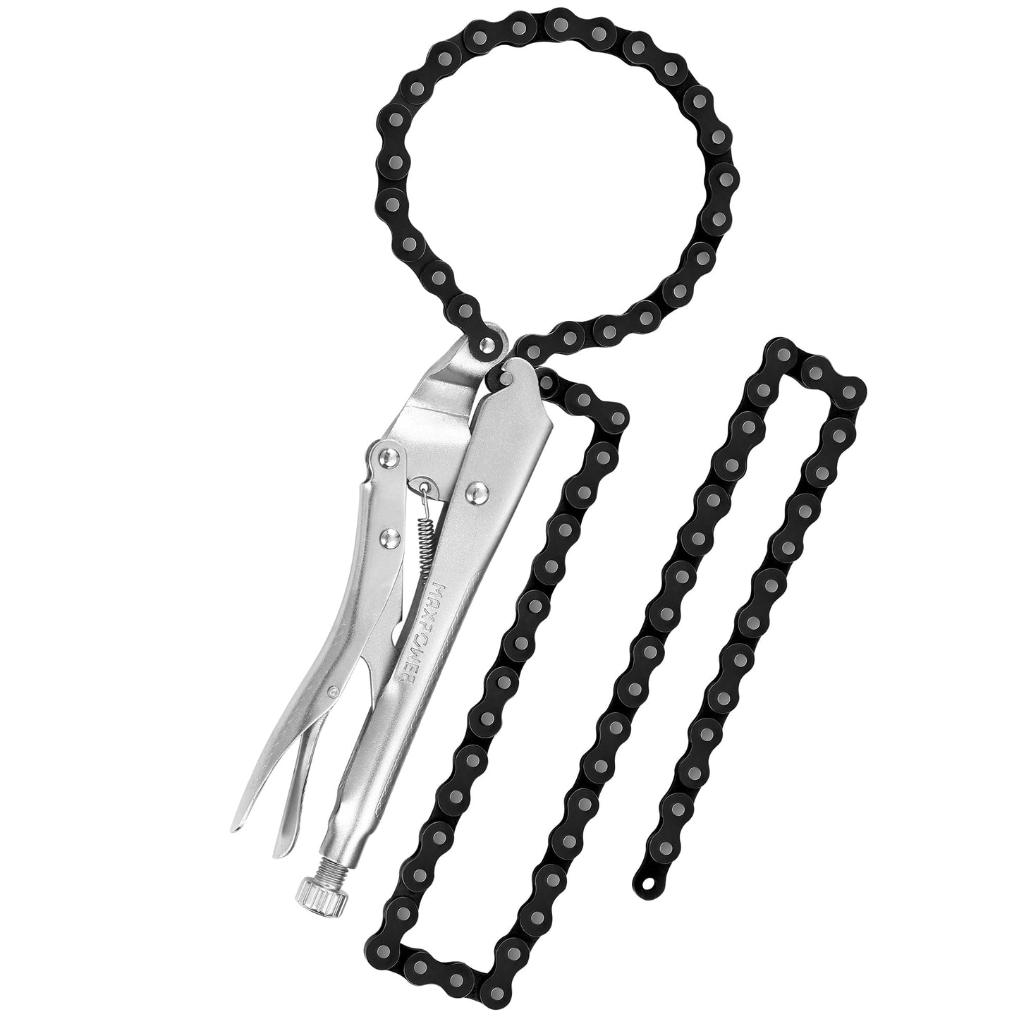 MAXPOWER 9-Inch Locking Chain Clamp with Adjustable 47-Inch Chain, Heavy-Duty Vise Grip Pliers for Securing Irregular Shapes and Pipes