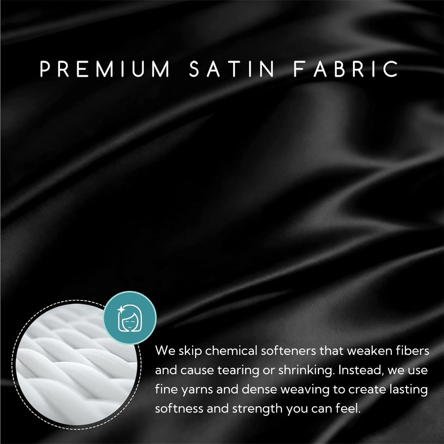 MR&HM Satin Sheets King Size with Elastic Corner Straps, 4-Piece Silky Bedding Set, Deep Pocket 15 Inches, Good for Hair & Skin (King, Black)